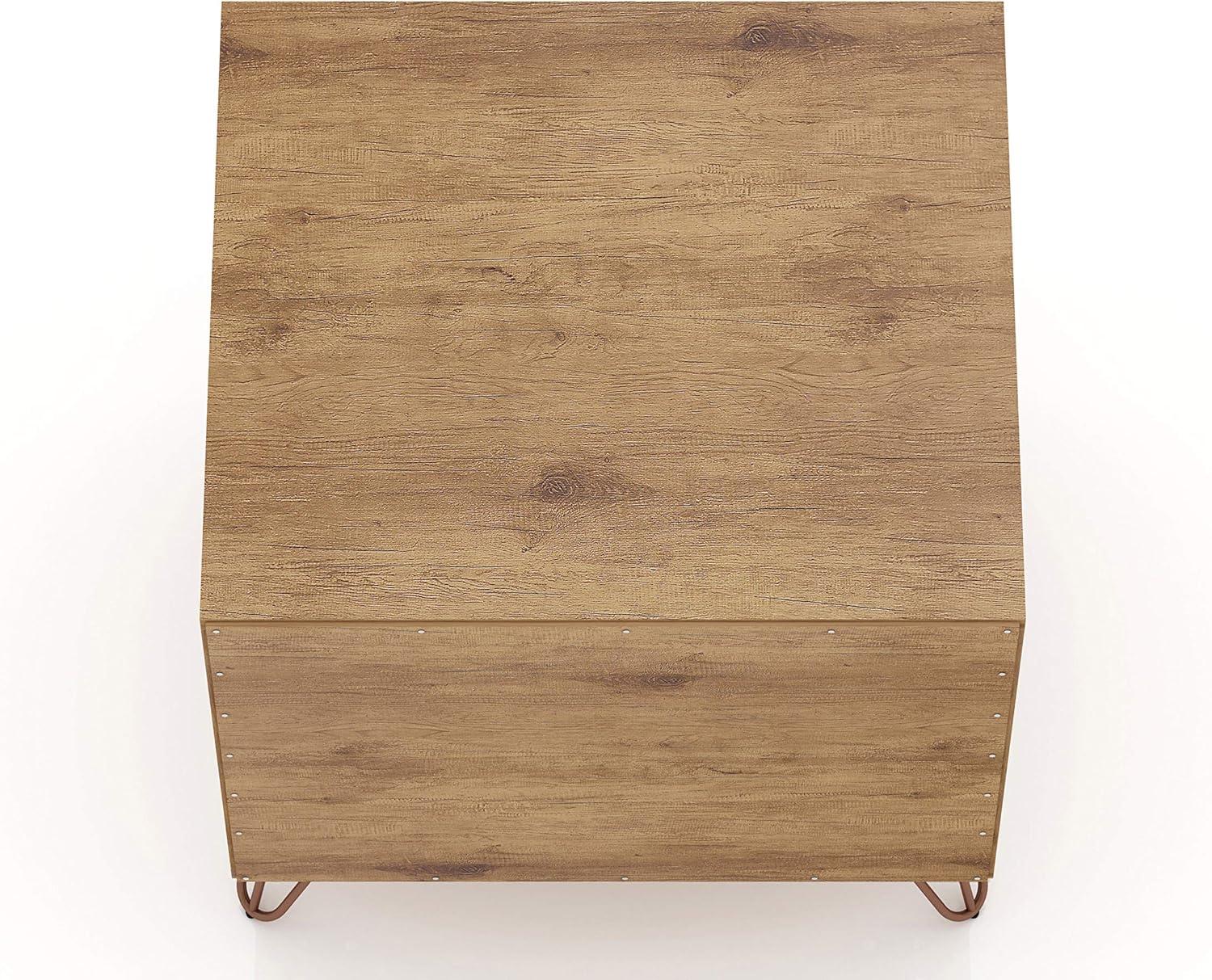2.0 Rockefeller Nightstand Natural/Rose Pink - Manhattan Comfort: Modern MDF Bedside Storage with Metal Glides