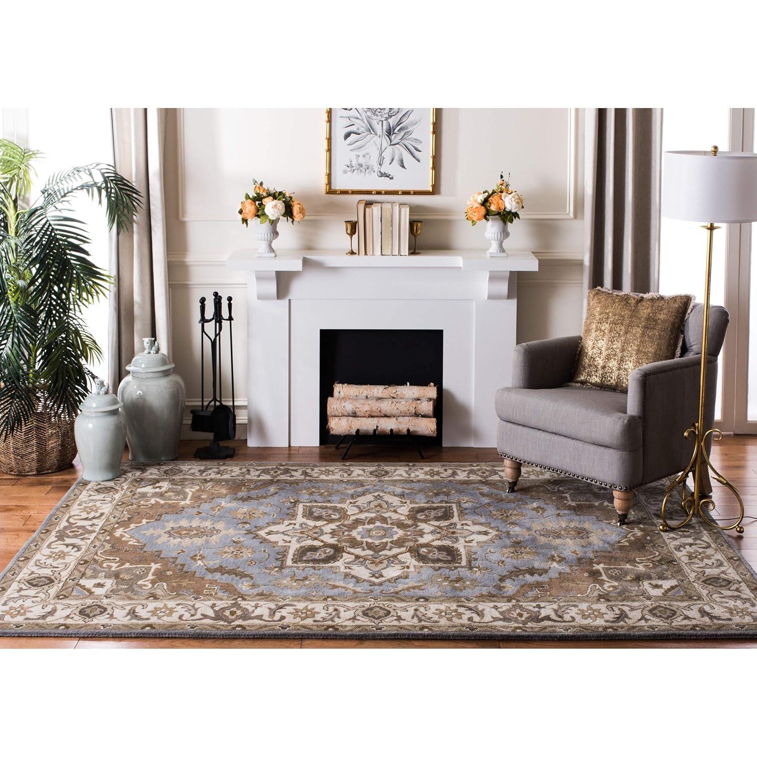 Royalty ROY700 Hand Tufted Indoor Area Rug - 8'x10' - Light Blue/Beige - Safavieh