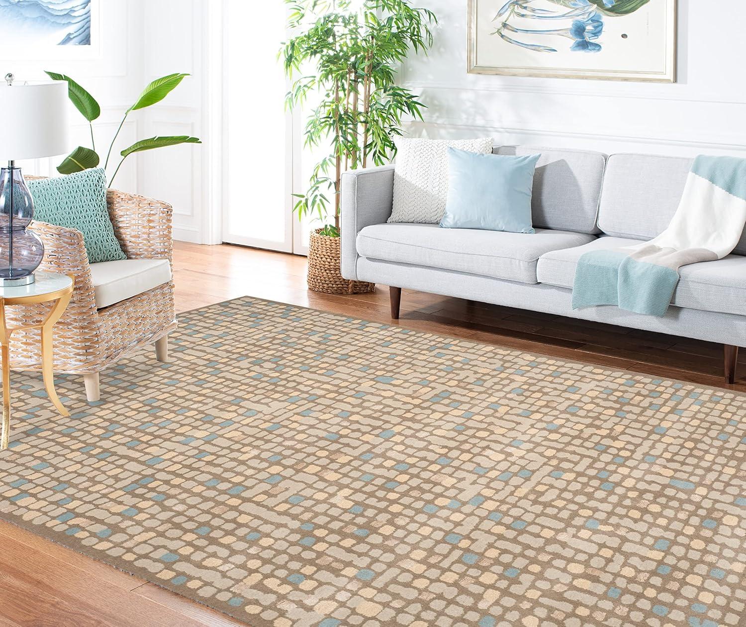 Martha Stewart Mosaic - MSR3623 - Indoor Hand Tufted Area Rugs - Hickory/Beige - 5'x8'