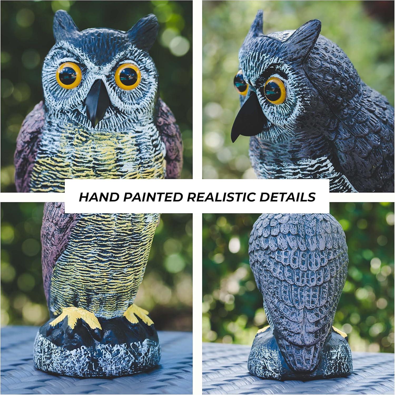 2Pack Fake Owl Decoy to Keep Birds Away Garden Decoration Bird Scare Devices for Garden Outdoor Yard