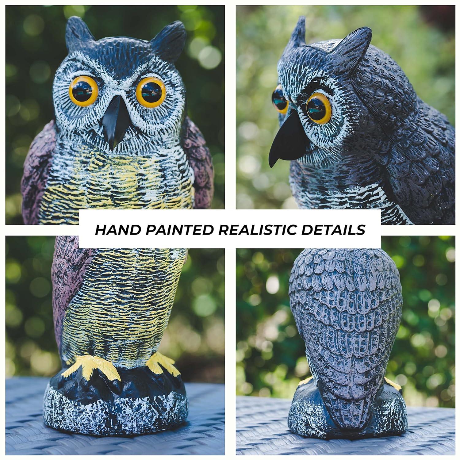 2Pack Fake Owl Decoy to Keep Birds Away Garden Decoration Bird Scare Devices for Garden Outdoor Yard