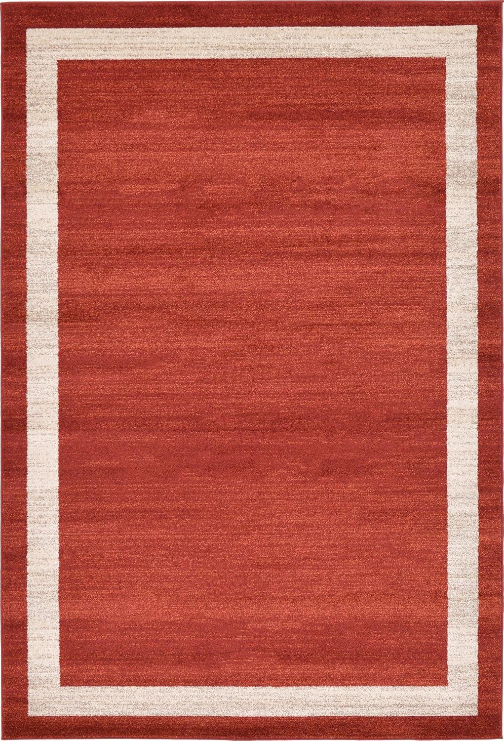 Terracotta and Ivory Tufted Synthetic 6' x 9' Area Rug