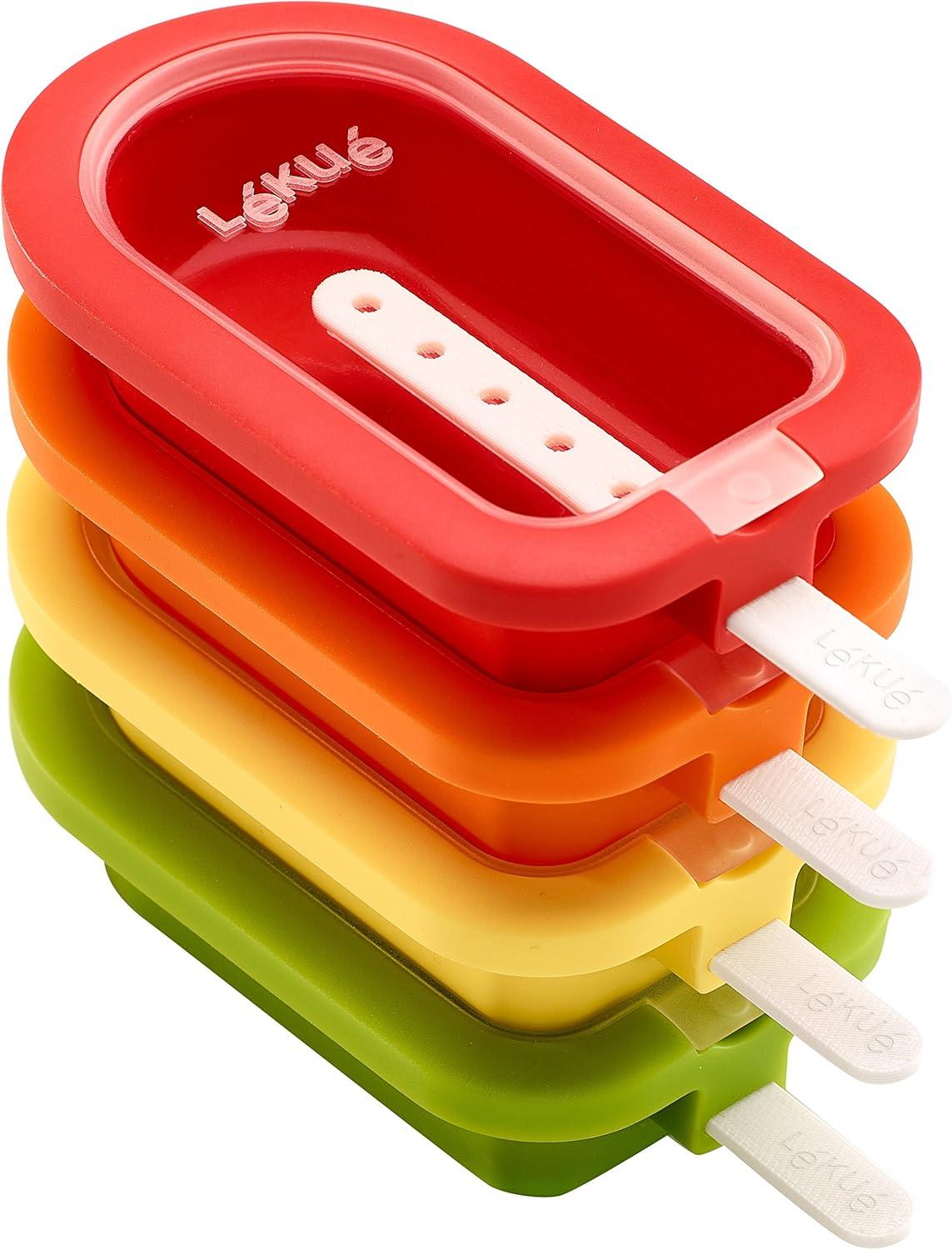 Lekue Stackable Multicolor Silicone Ice Lollipop Molds, Set of 4