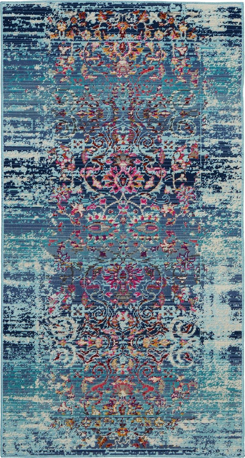 Nourison Vintage Kashan VKA02 Blue/White/Orange Indoor Area Rug - 2' x 4'