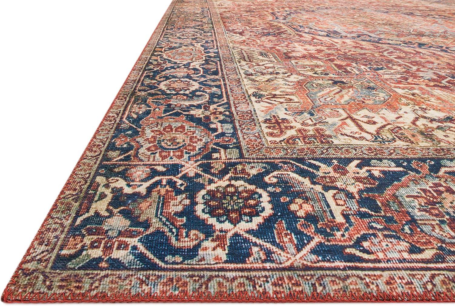 Loloi II Layla Printed Oriental Distressed Red / Navy Area Rug