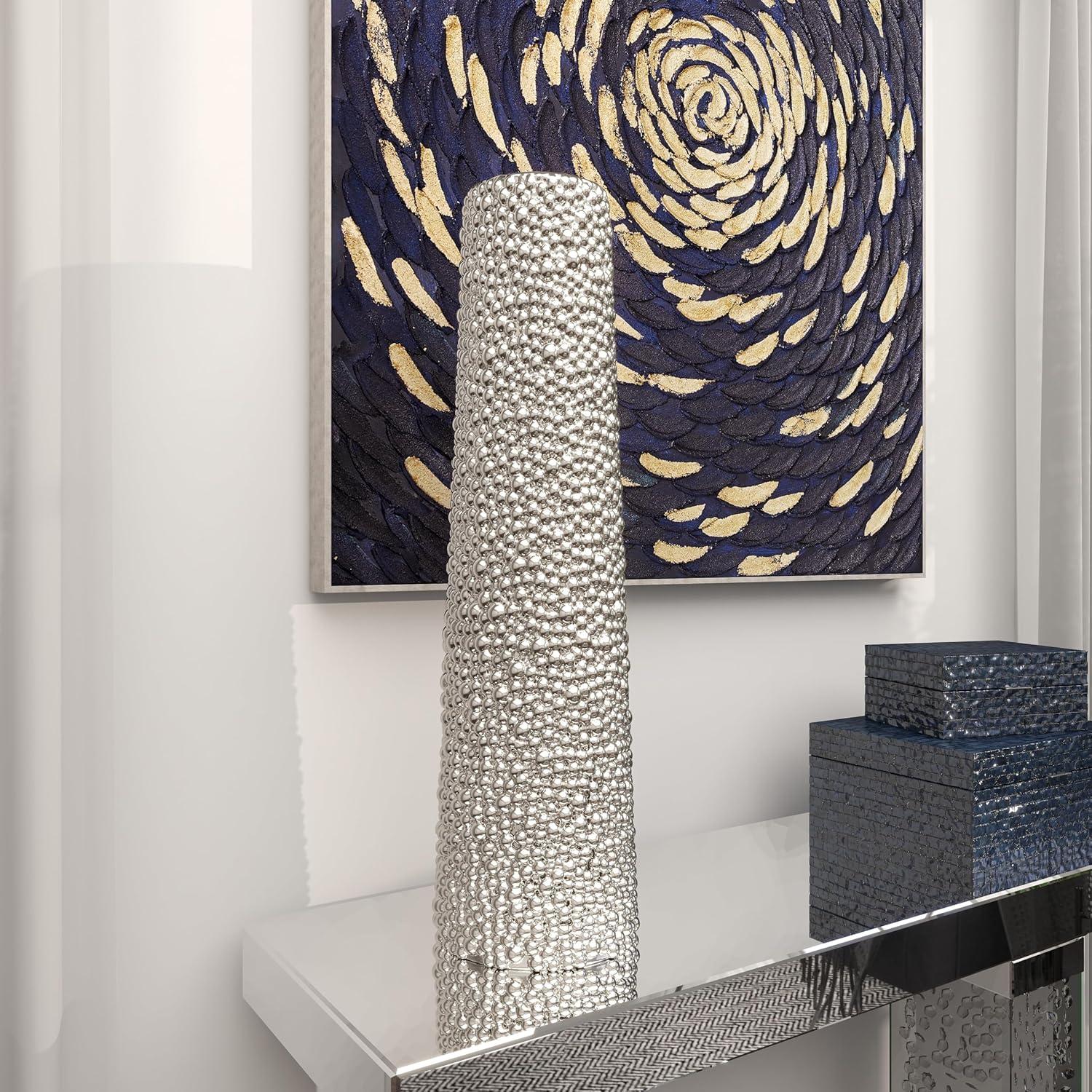 DecMode 25" Silver Ceramic Vase with Bubble Texture