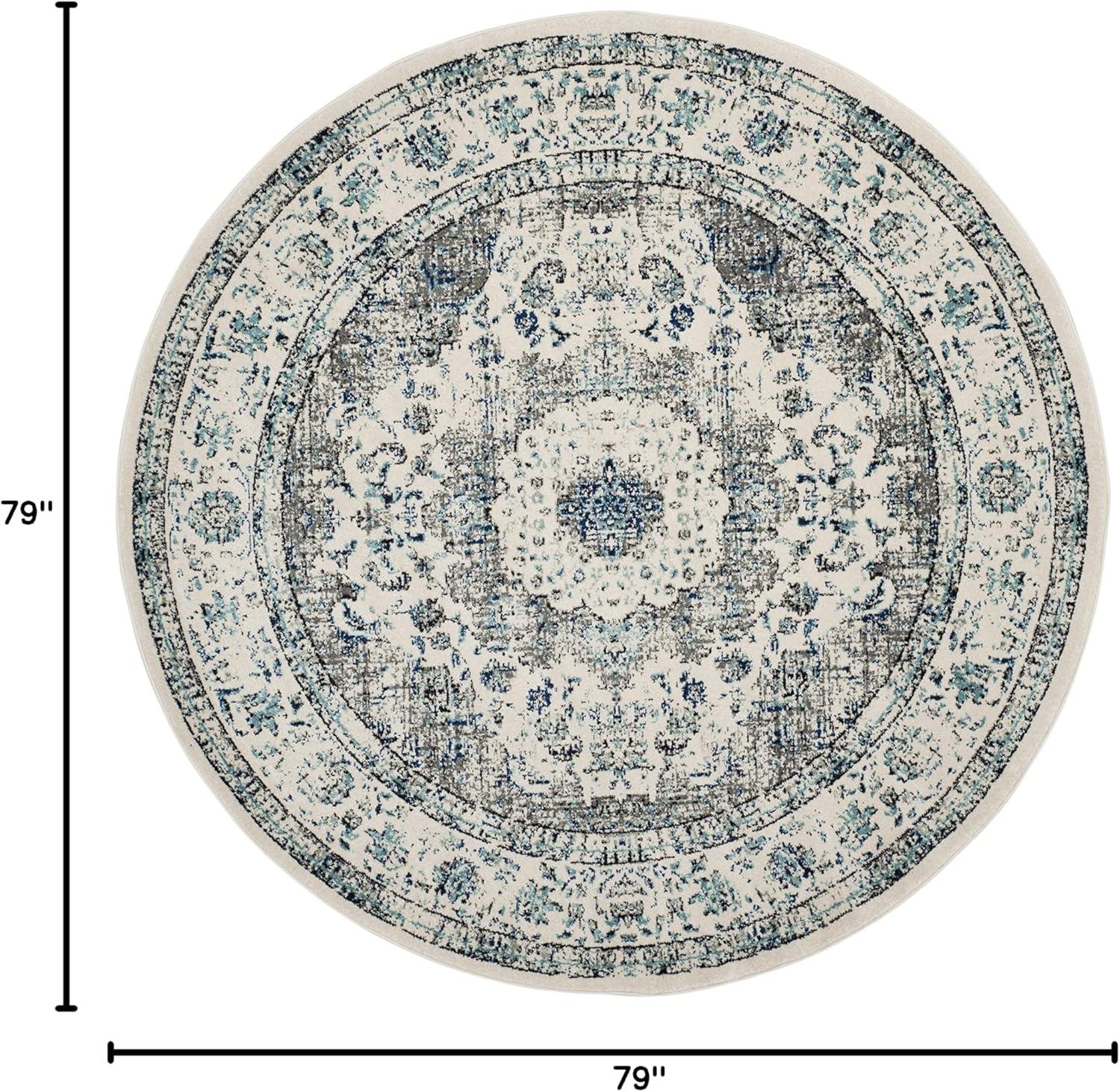 SAFAVIEH Evoke Teale Traditional Bordered Area Rug, Grey/Ivory, 6'7" x 6'7" Round