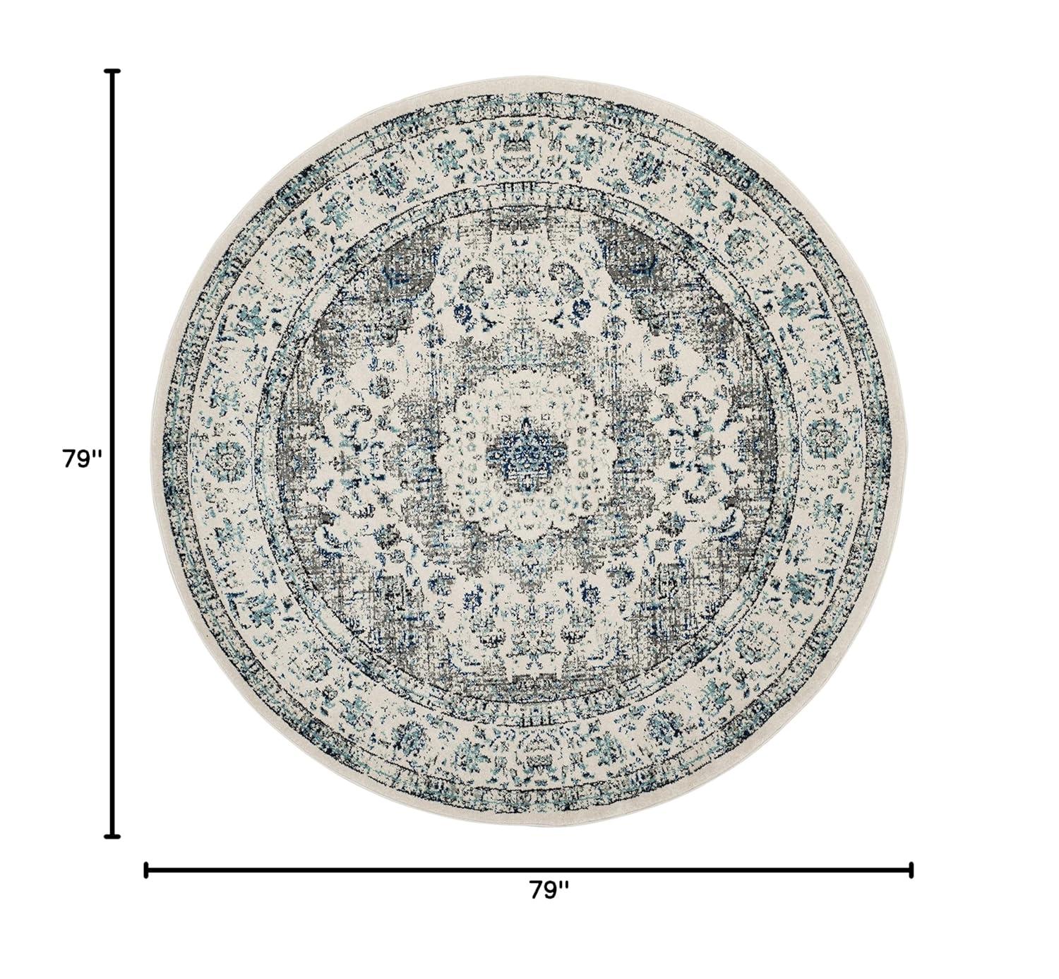 Evoke EVK220 Power Loomed Area Rug - Ivory/Grey - 6'7" Round - Safavieh.