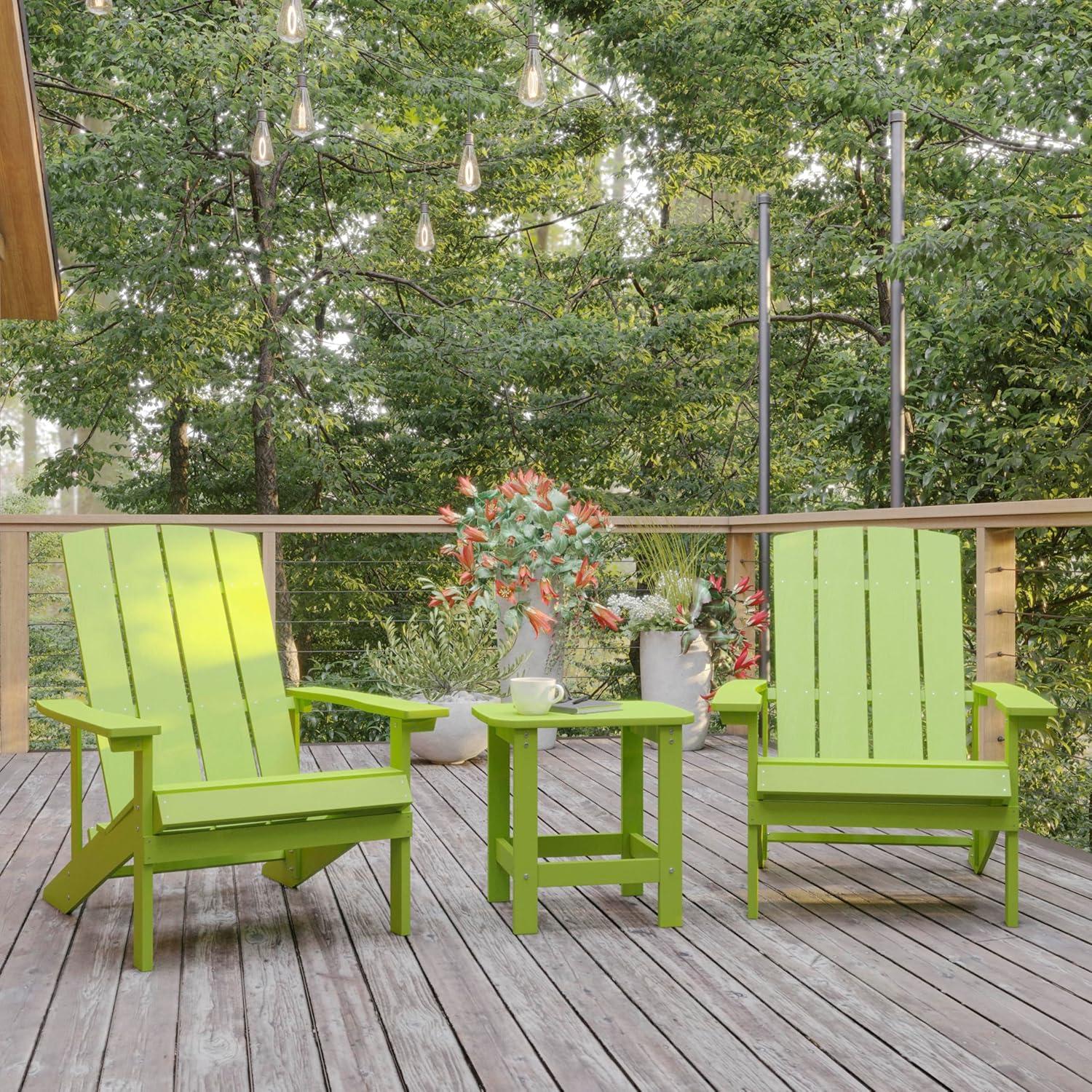 Flash Furniture Charlestown Tiered Commercial Poly Resin Adirondack Side Table - Lime Green - All-Weather - Indoor/Outdoor