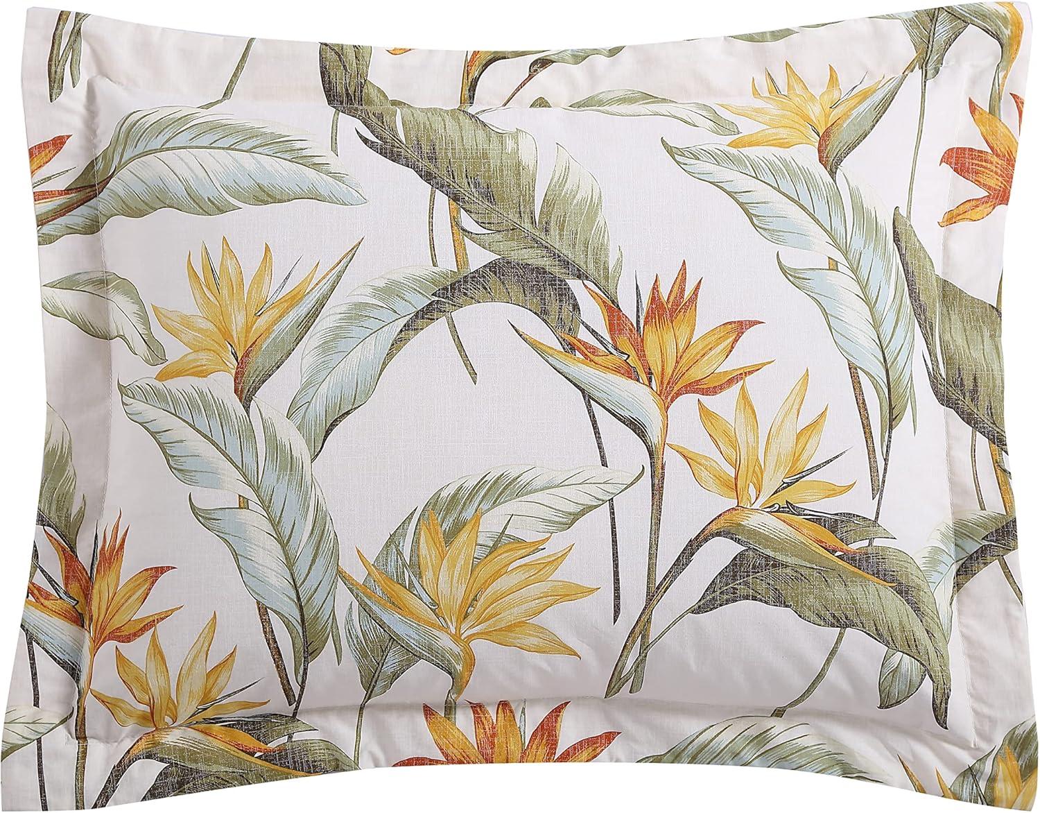 Tommy Bahama Birds Of Paradise Ivory Cotton Reversible Duvet Cover Set