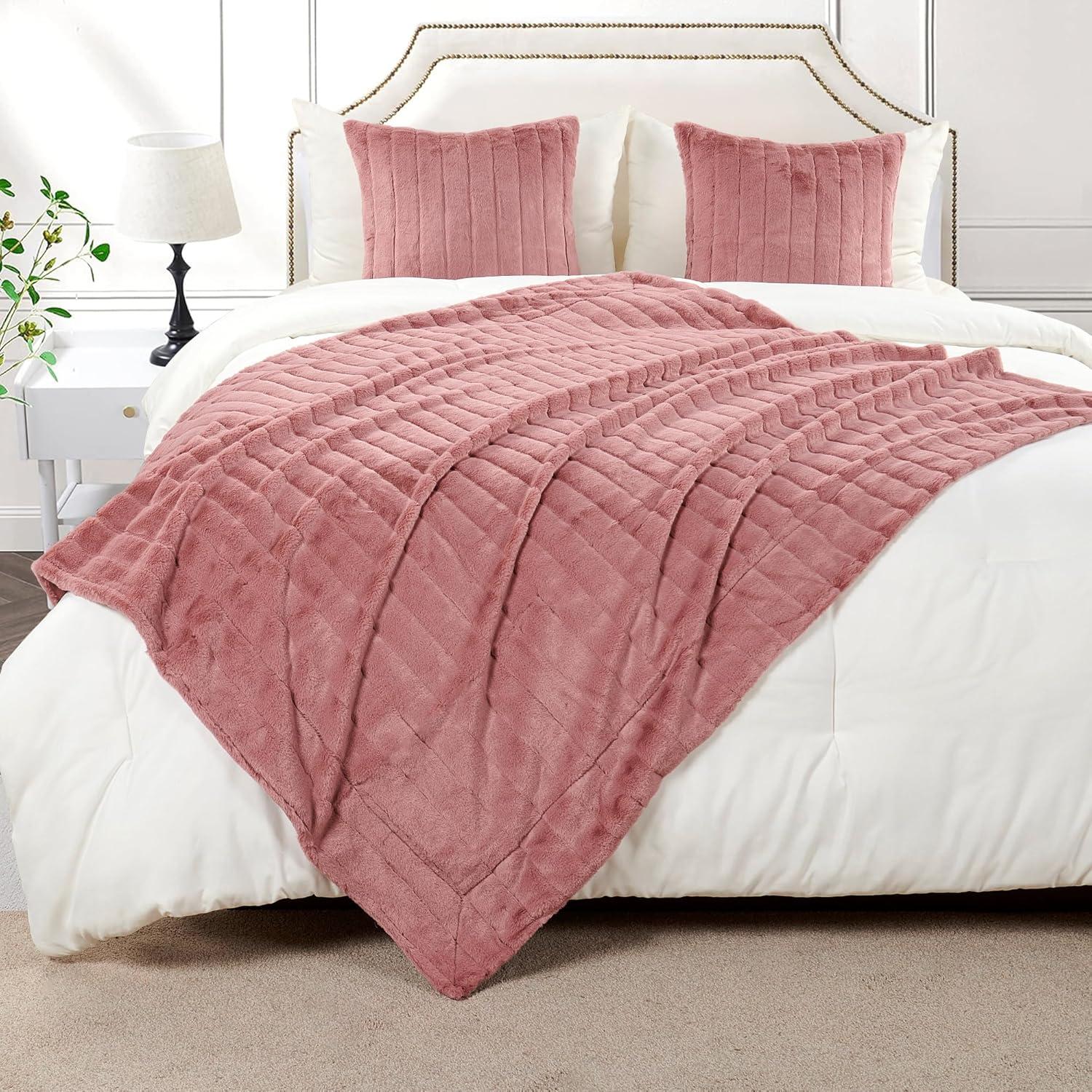 Home Soft Things Luxury Rabbit Faux Fur Throw Blanket