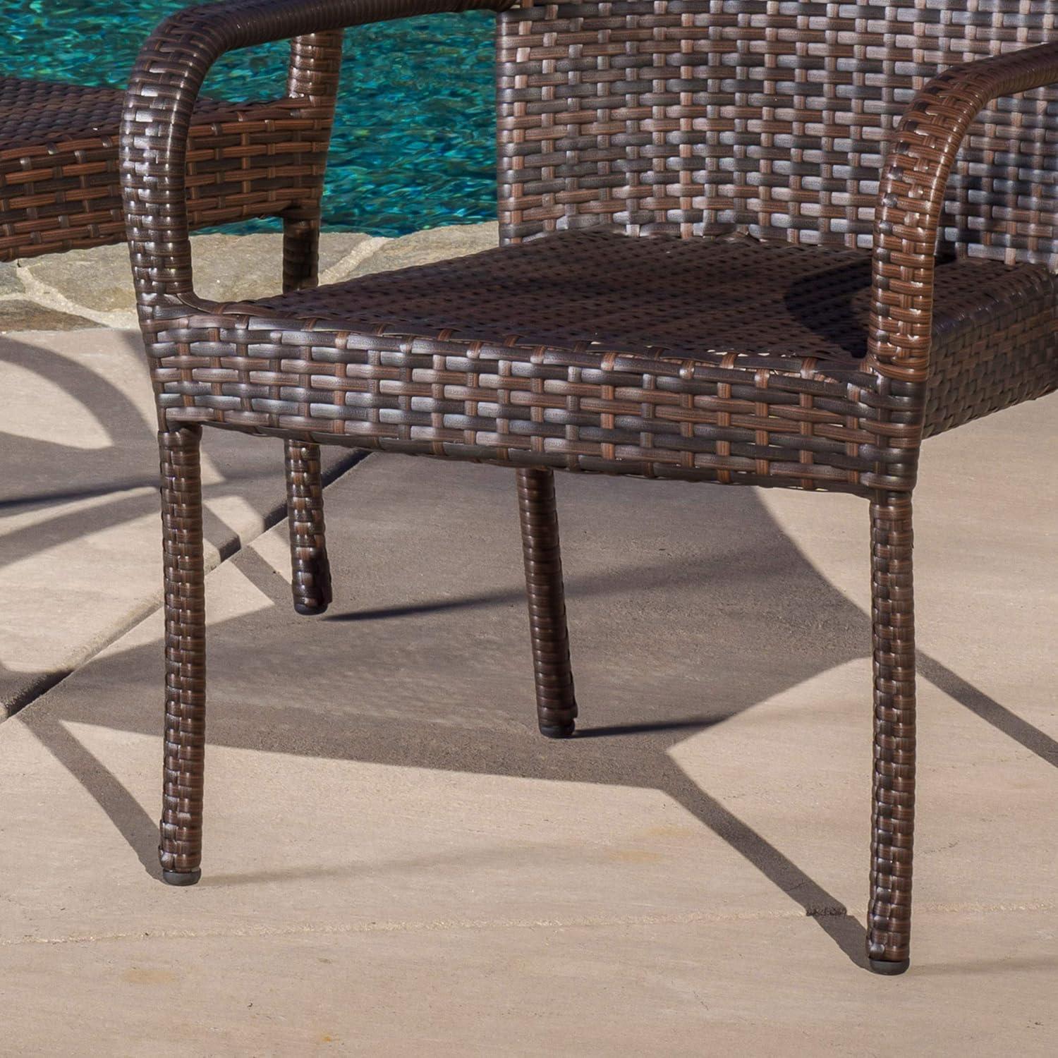 Littleton 3pc All-Weather Wicker Patio Stacking Chair Chat Set - Brown - Christopher Knight Home