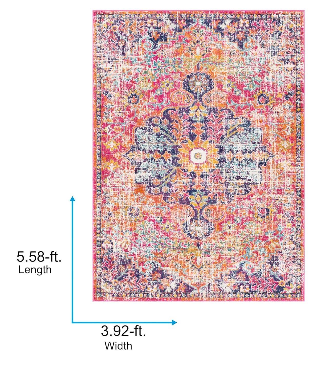Livabliss Harput Vintage Medallion Area Rug,3'11" x 5'7",Burnt Orange
