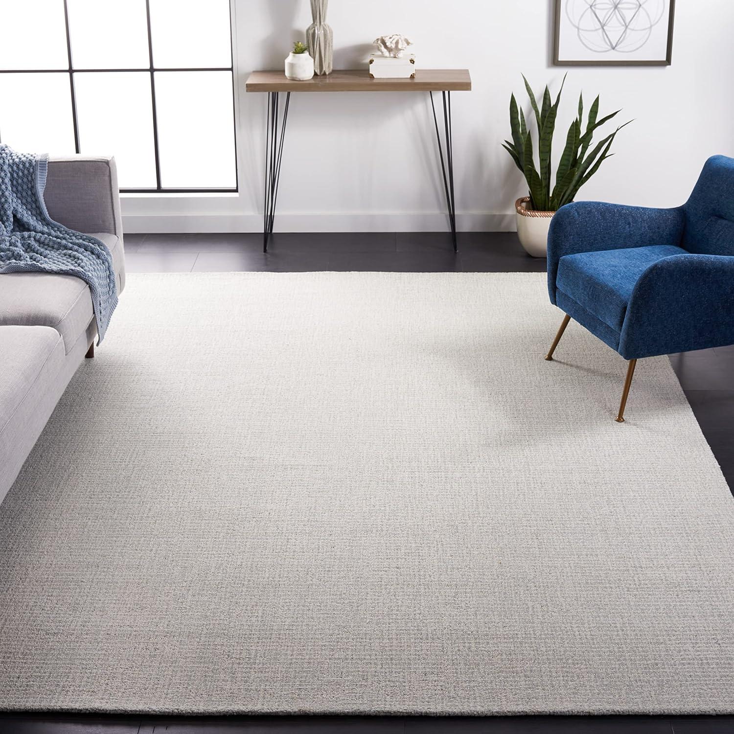 SAFAVIEH Abstract Delia Geometric Wool Area Rug, Light Grey/Ivory, 11' x 15'