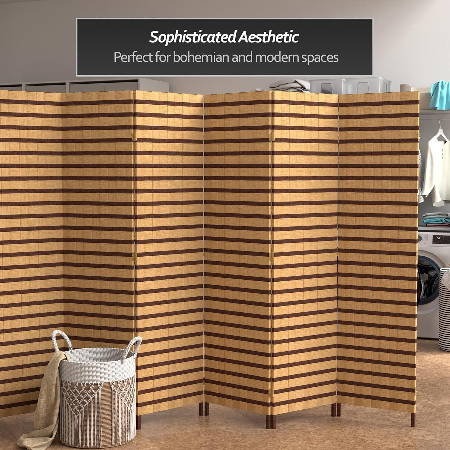 Oriental Furniture 6 ft. Tall Two Tone Natural Fiber Room Divider