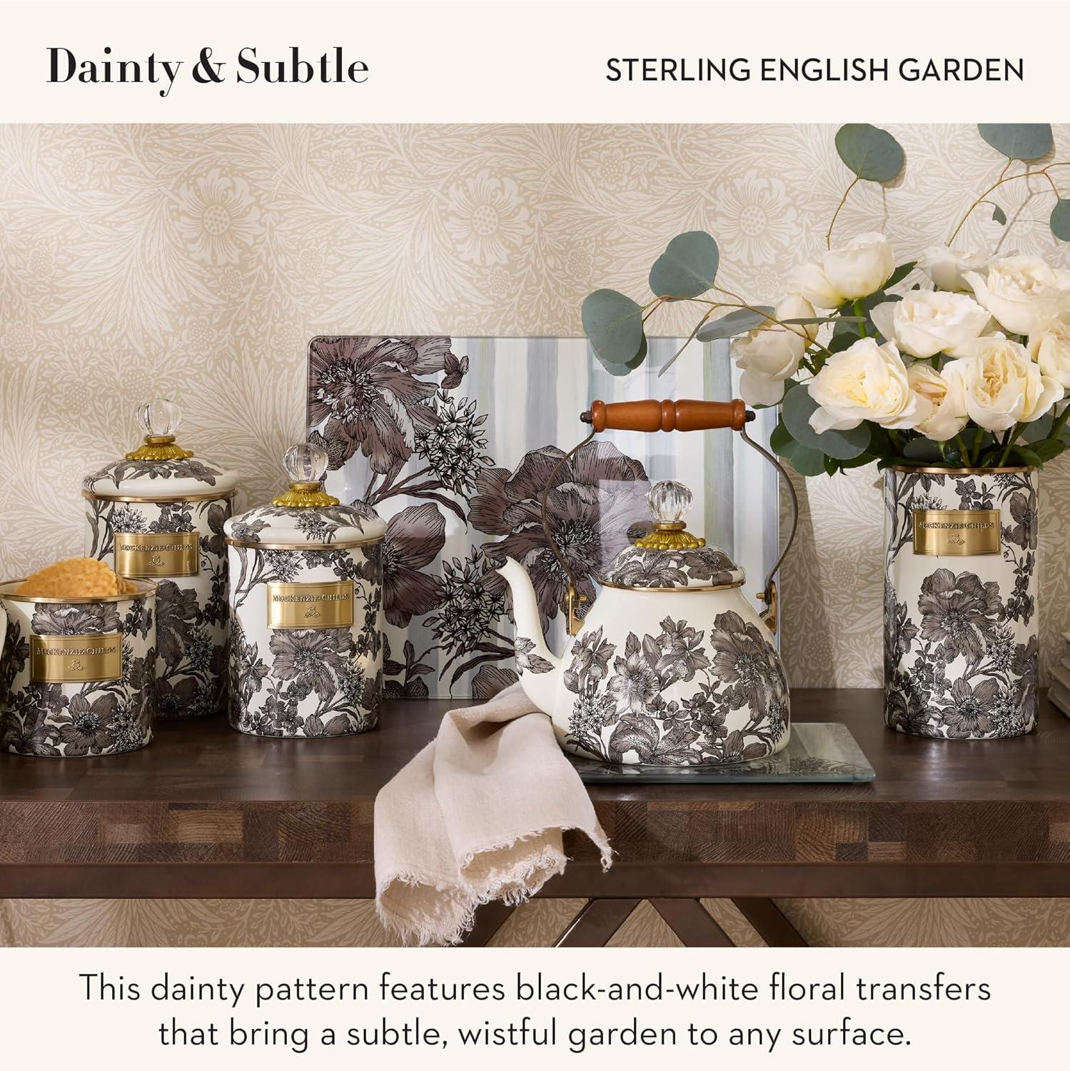 MacKenzie-Childs Sterling Check English Garden 2 Quart Tea Kettle