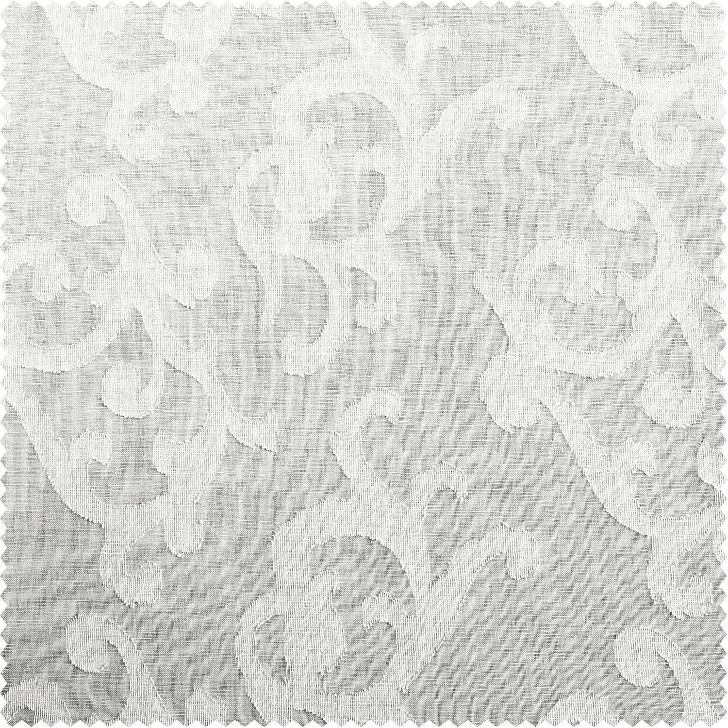 White Sheer Linen Patterned 50" x 84" Curtain Panel