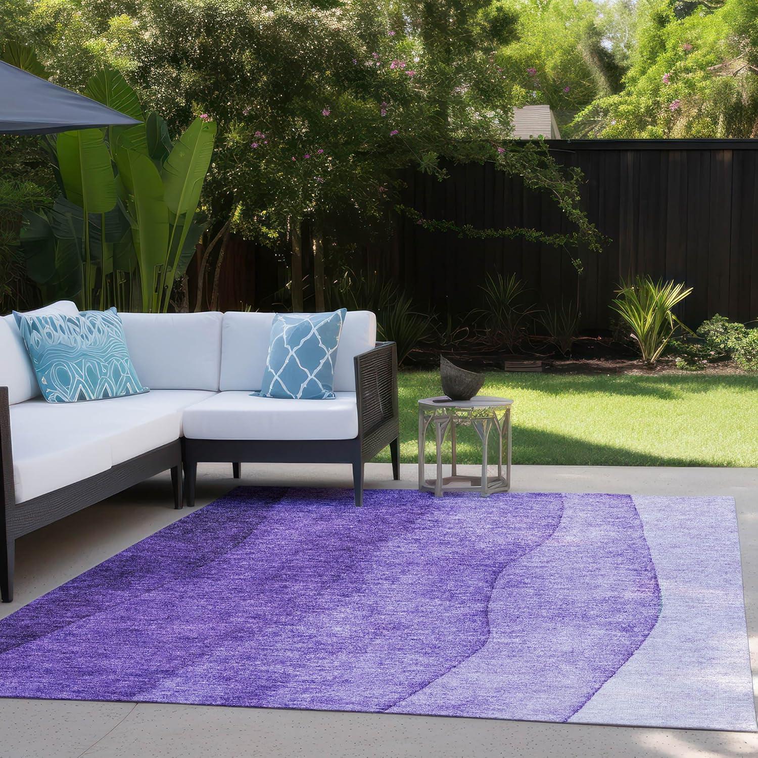 Addison Rugs Chantille Indoor/Outdoor Transitional Ombre Purple Washable Rectangle Rug, 8' x 10'