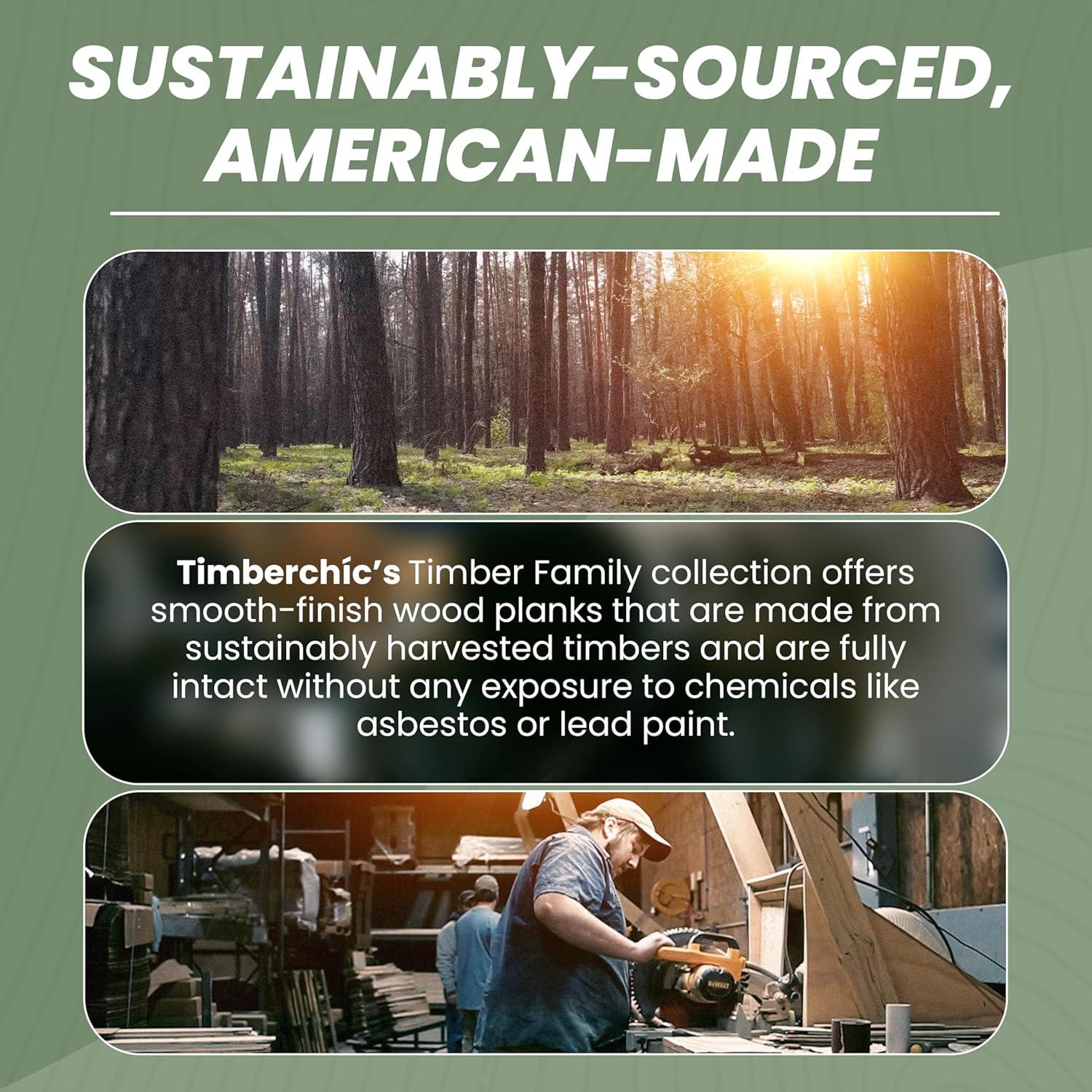 TIMBERCHiC 100% Wood Wall Planks - Made in USA - Peel-and-Stick Wall Panels for Interior Decor - Premium Smooth Finish - DIY Adhesive Wall Panels, Slate (4" x 20 Sq Ft)