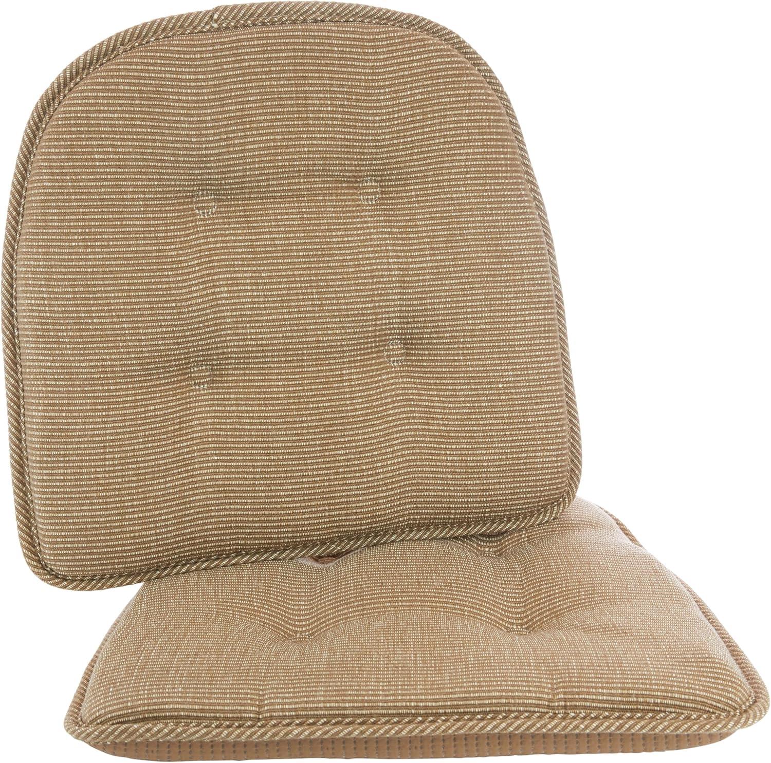 Gripper 2pc 15"x16" Non Slip Saturn Tufted Chair Cushions Tan: Indoor Rectangle Polyester Basket Weave Beige