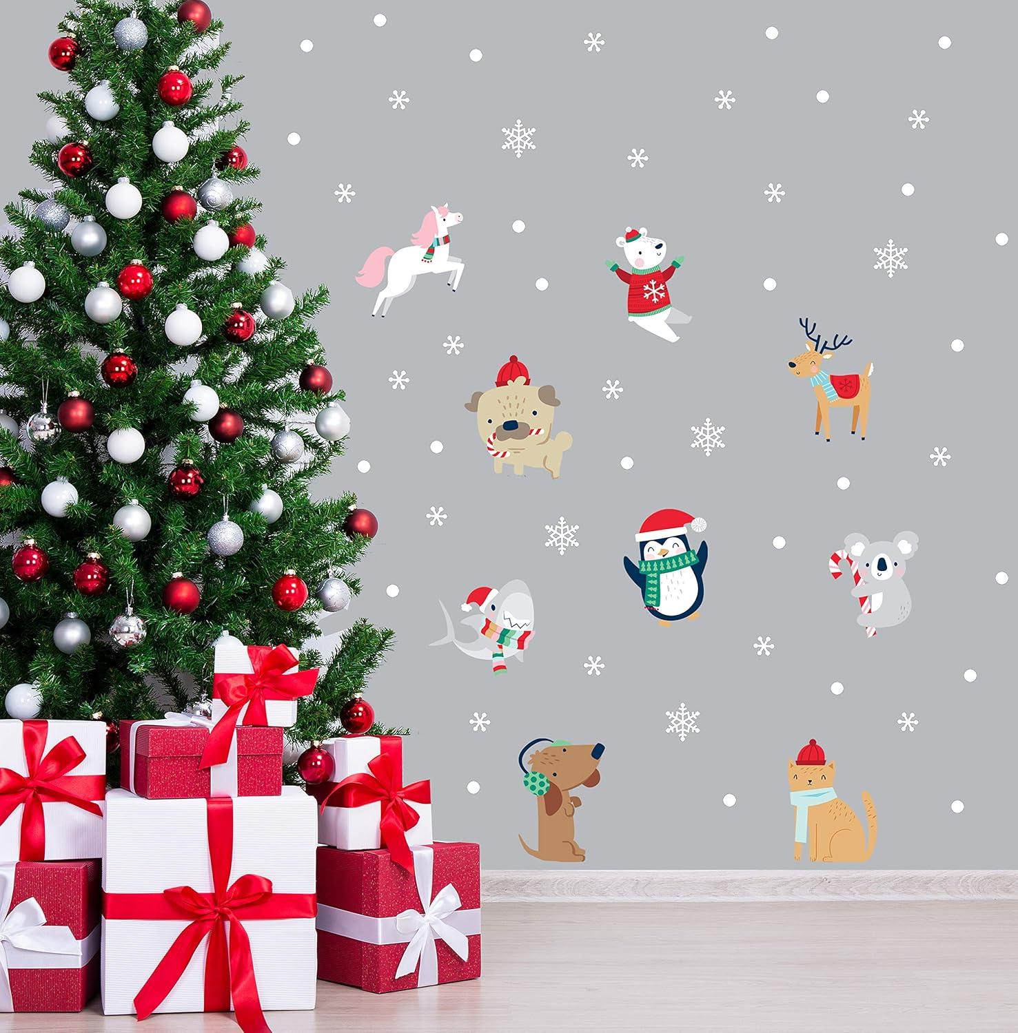 Christmas Snow Animals Vinyl Wall Decals for Kids Room