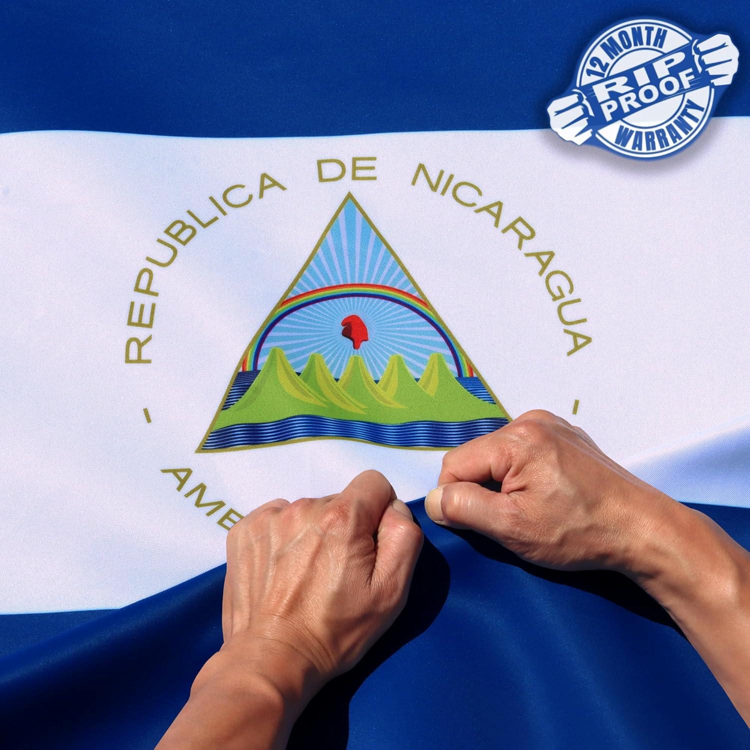 Rip-Proof Double Sided 3-Ply Nicaragua Flag 3x5 Foot