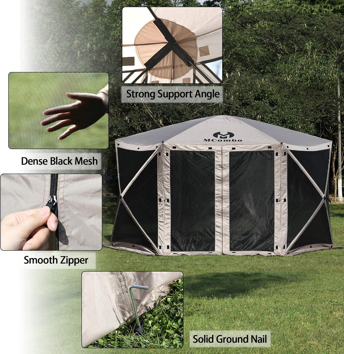 Gazebo Tent Pop-Up Portable 4/5/6-Sided Hub Durable Screen Tent Netted Gazebo Waterproof Pavilion