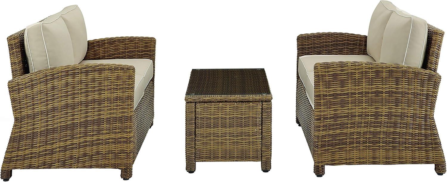 Bradenton 3-Piece Brown Wicker Outdoor Seating Set with Sand Cushions