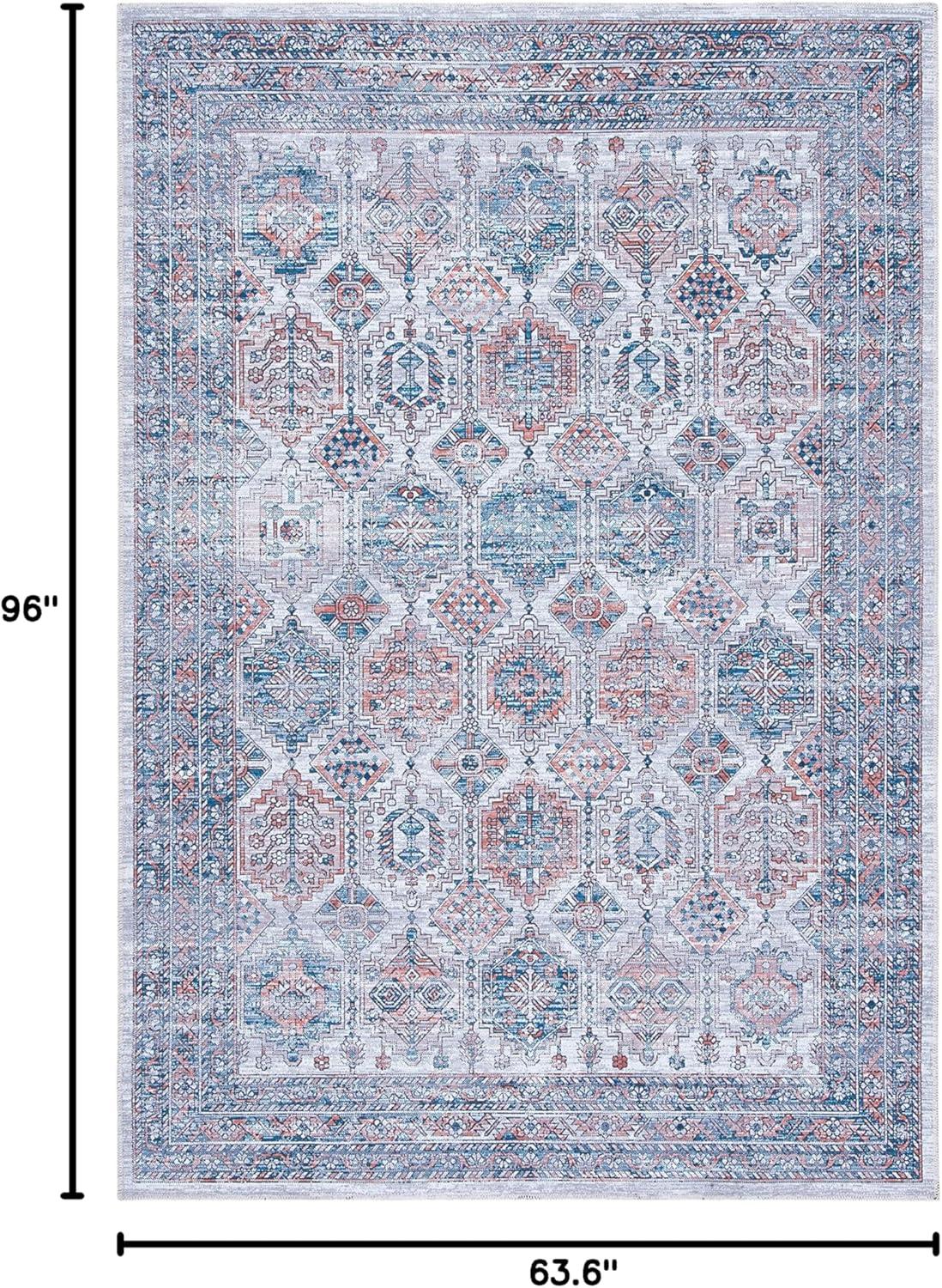 Serapi SEP520 Power Loomed Machine Washable Skid-Resistant Indoor Area Rug - Ivory/Rust - 5'3"x8' - Safavieh