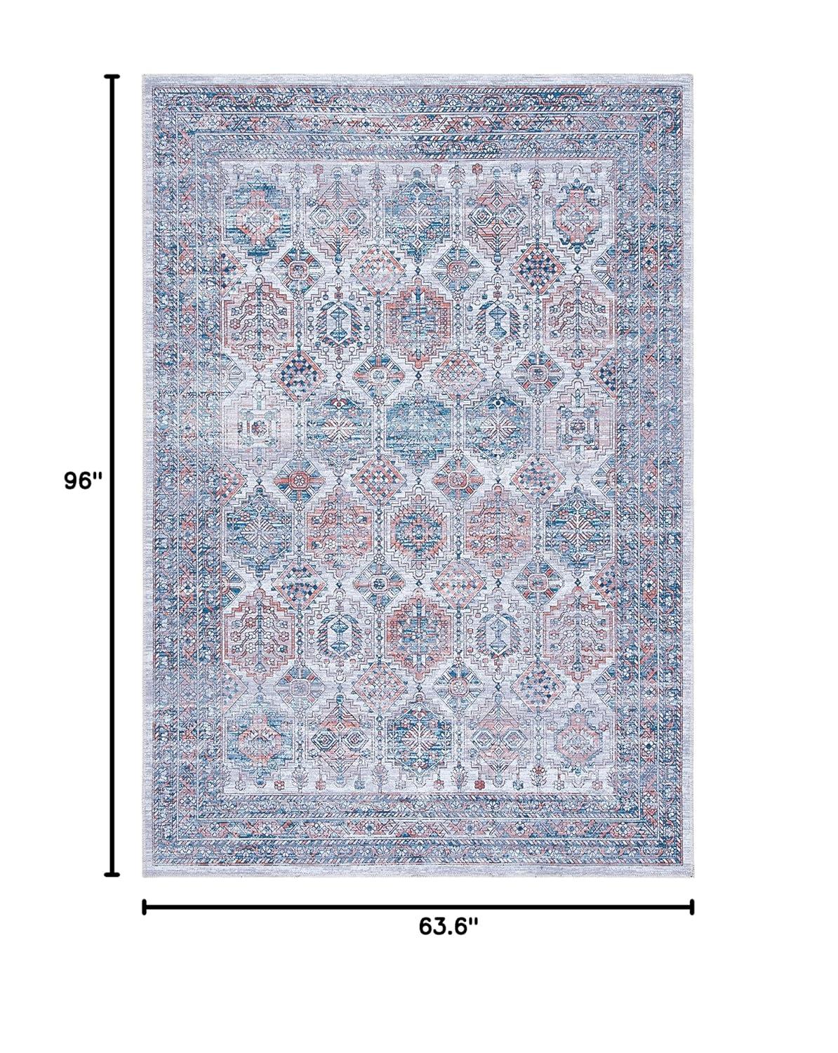 Serapi SEP520 Power Loomed Machine Washable Skid-Resistant Indoor Area Rug - Ivory/Rust - 5'3"x8' - Safavieh