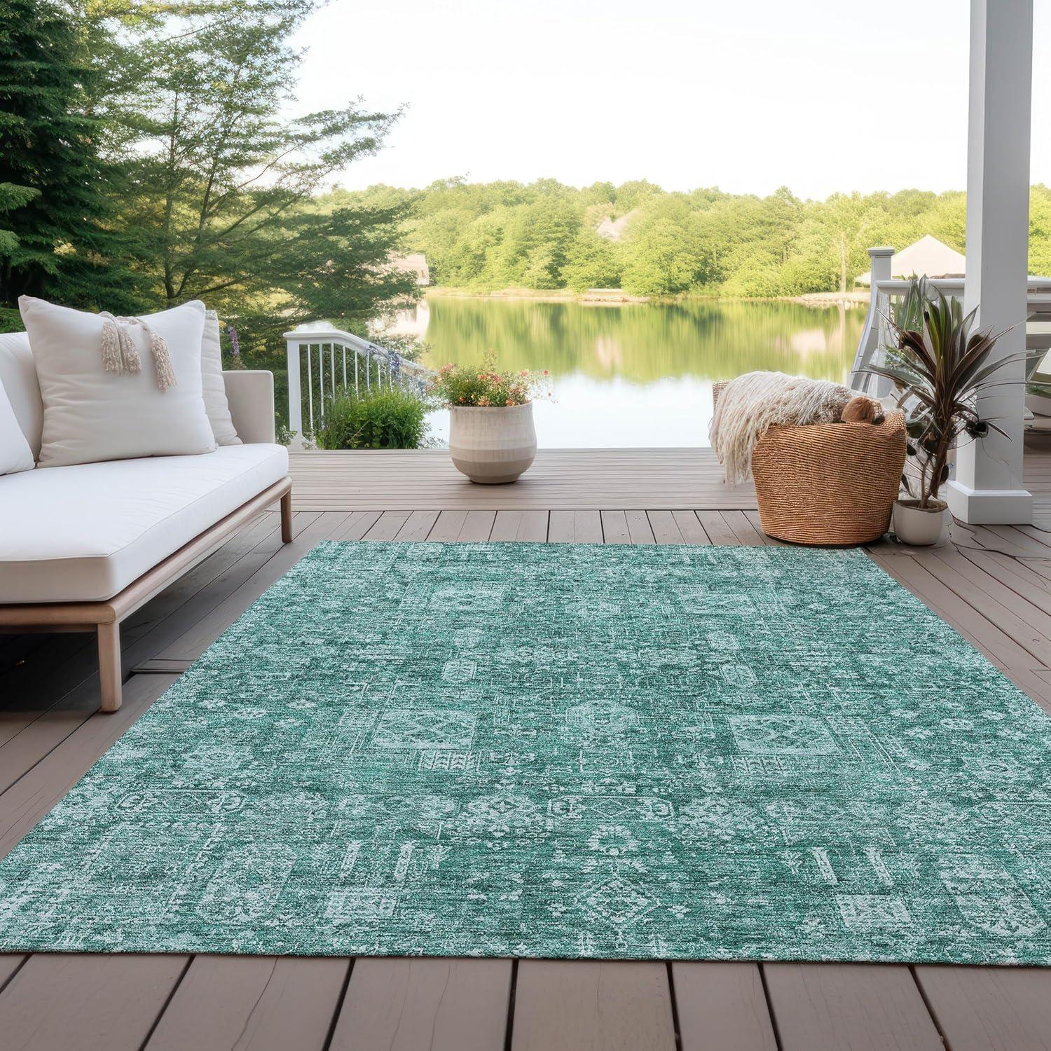 Addison Rugs Machine Washable Indoor/ Outdoor Chantille Traditional Vintage Rug Teal - 2'6" x 3'10"