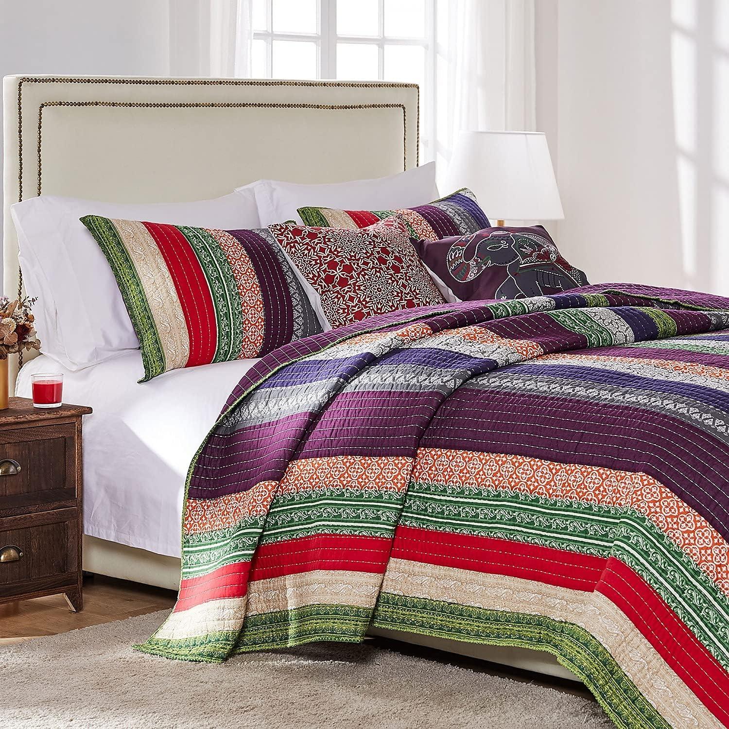 Marley Boho Patchwork Stripe Quilt Set