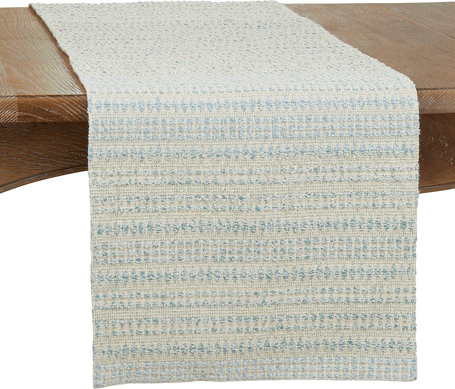 Aqua Woven Line Cotton-Polyester Table Runner