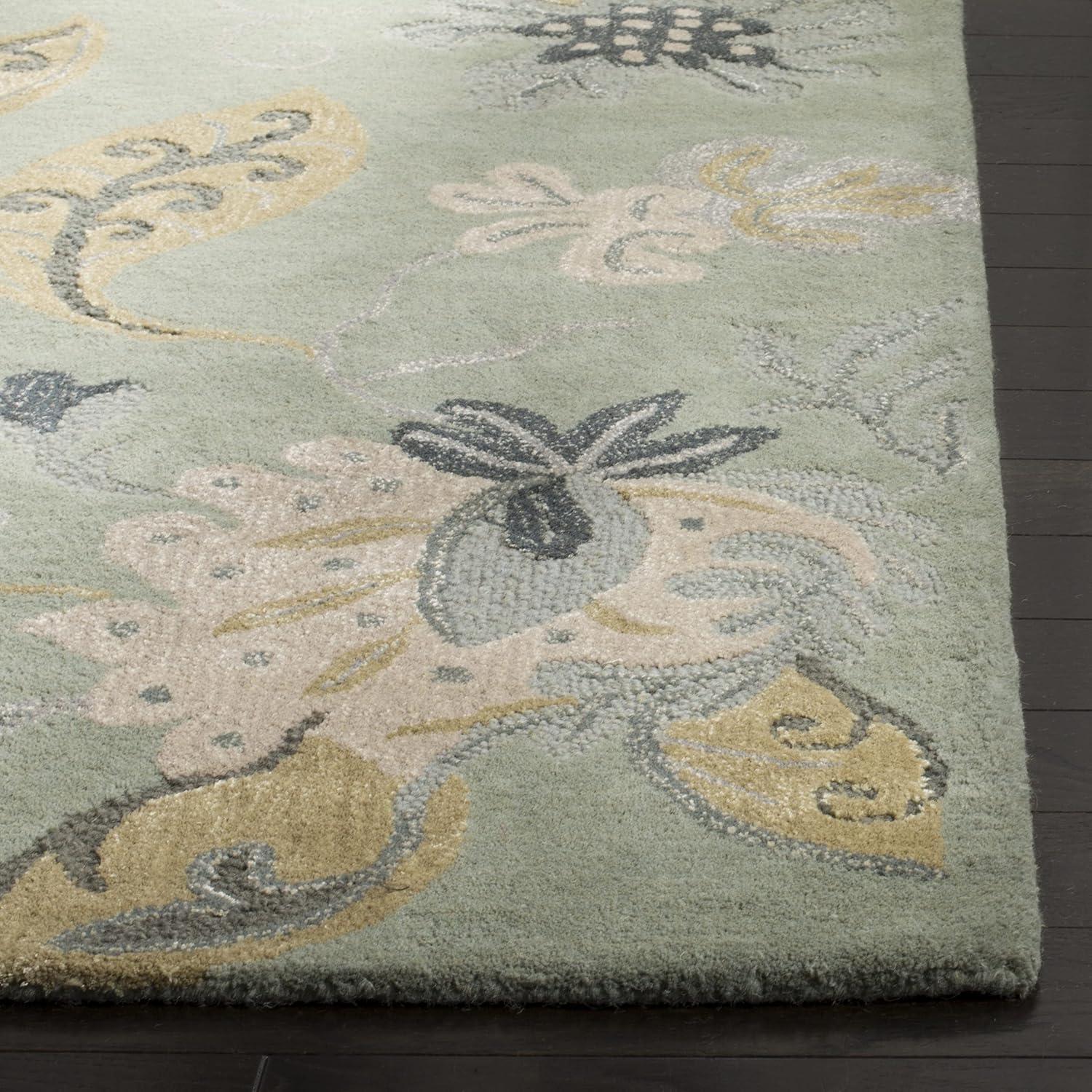 SAFAVIEH Jardin Daffodil Floral Wool Area Rug, Light Green/Multi, 5' x 8'