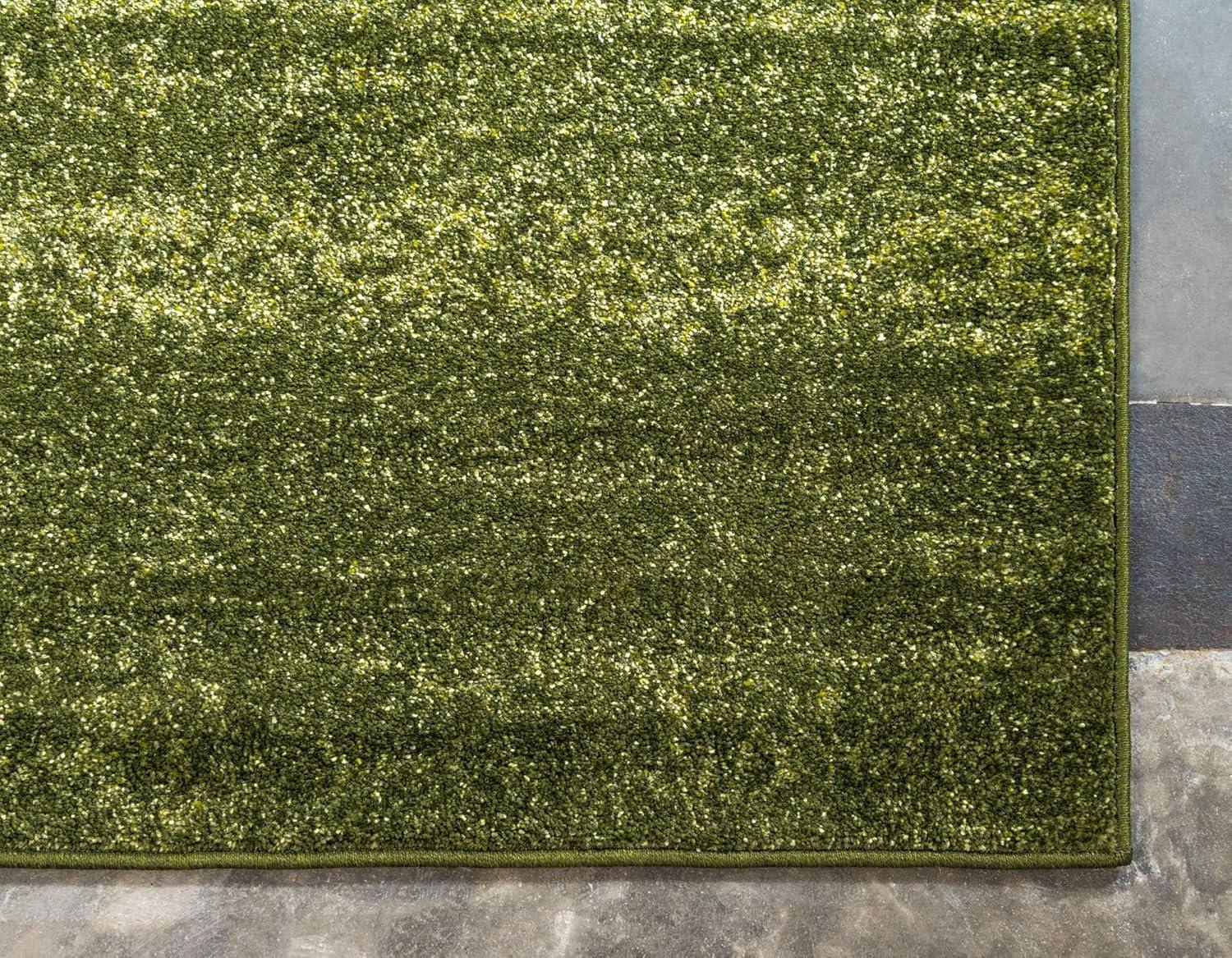 Green Tufted Washable Reversible Rectangular Area Rug