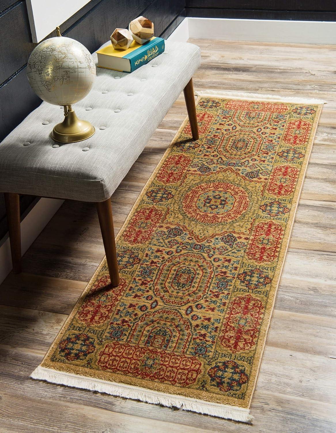 Unique Loom Palace Collection Area Rug - Amber (6' 1" x 9' Rectangle Light Blue/Light Brown)