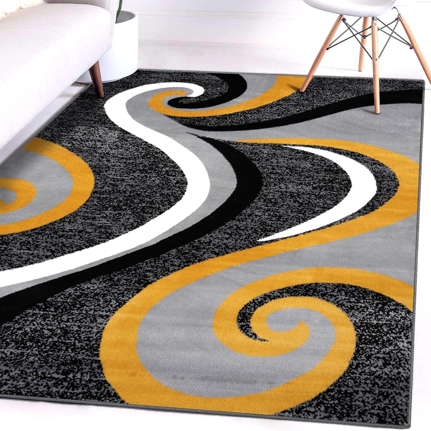 Luxe Weavers Contemporary Abstract Geometric Swirl Area Rug