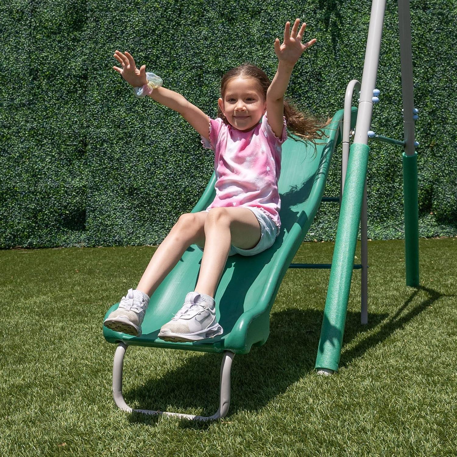 The Swing Company Northridge Metal Swing Set with Saucer Swing and 5' Slide