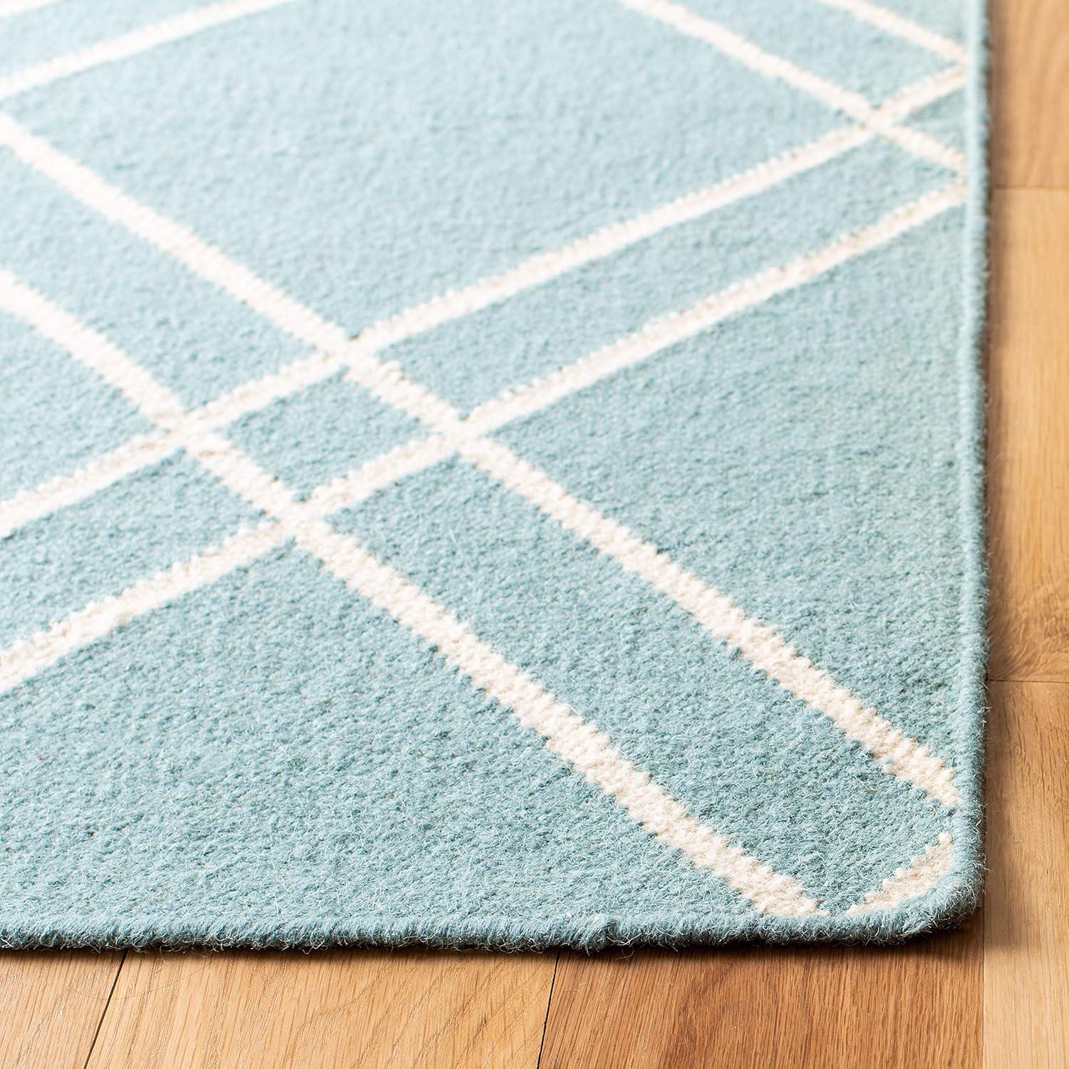 Dhurries DHU638 Hand Woven Area Rug - Light Blue/Ivory - 5'x8' - Safavieh.
