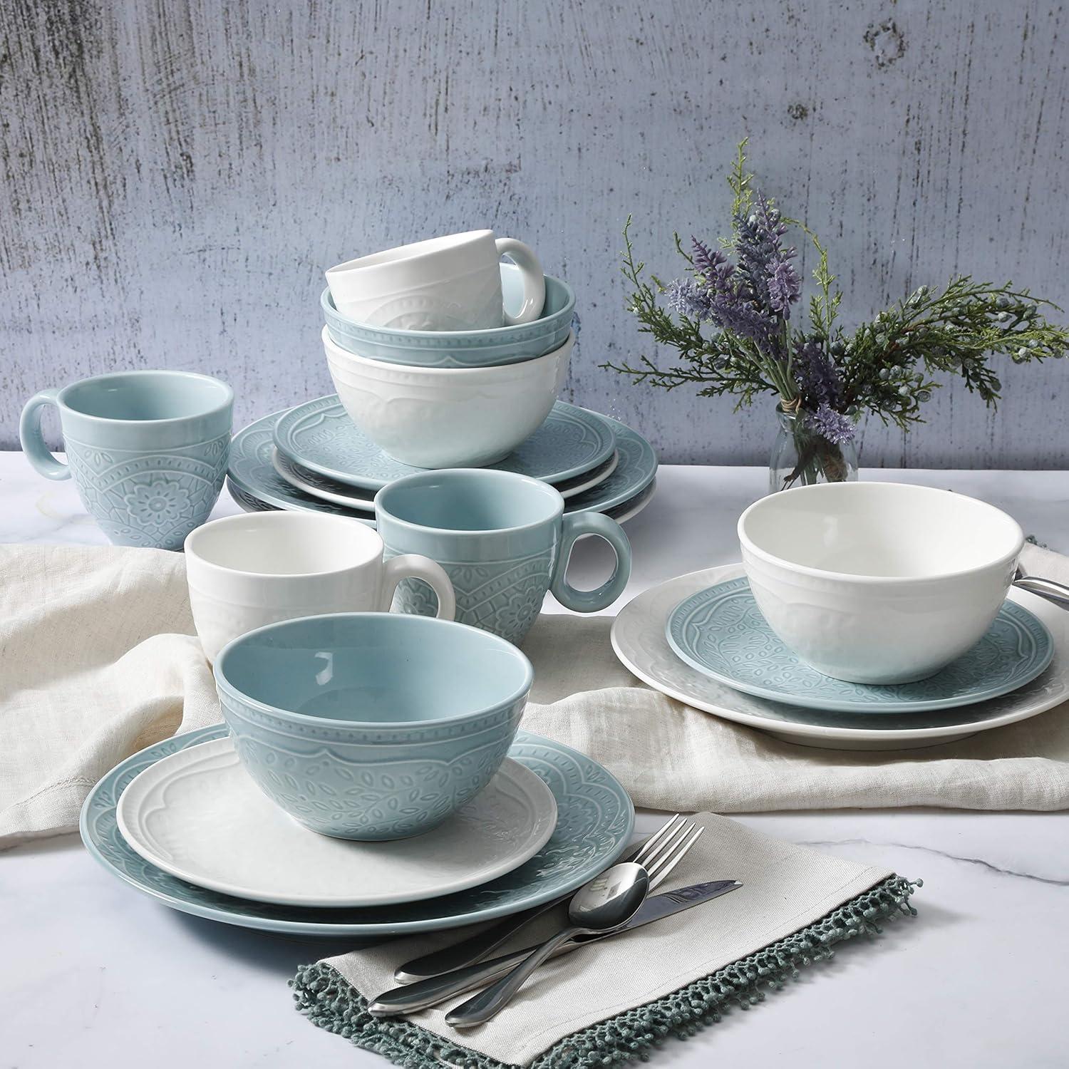 Gibson Elite Alemany 16-Piece Dinnerware Set - Aqua