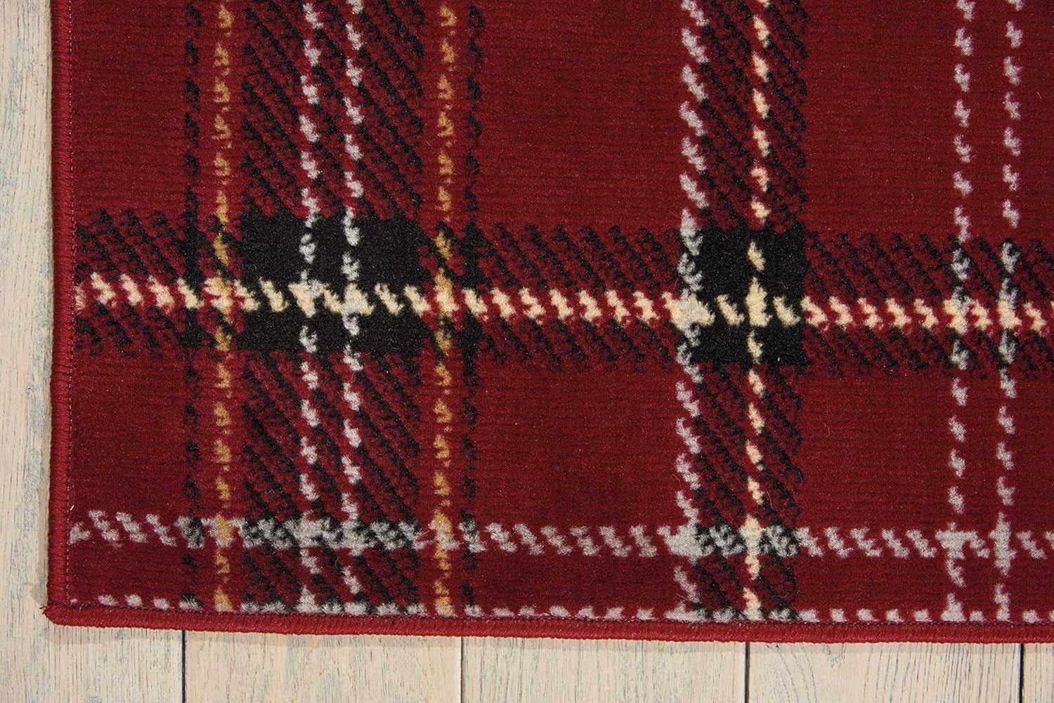 Nourison Grafix Plaid Red 5'3" x 7'3" Area Rug, (5x7)