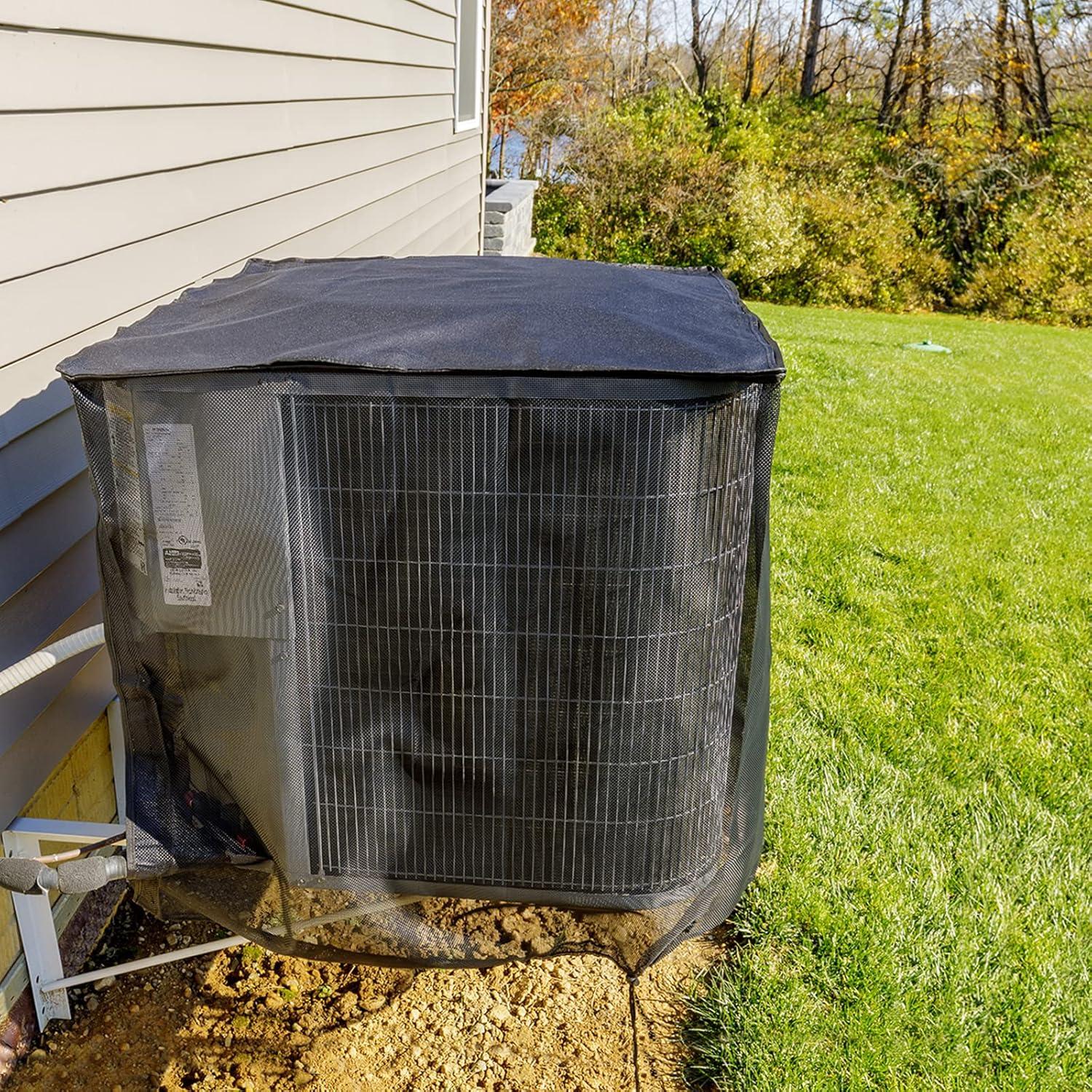 Air Conditioner Cover for Outside Units, 32'' x 32'' x 36" Full Mesh with 600D Detachable Waterproof Top, All Seasons Outdoor Central AC Protector Against Leaves, Weeds, Cottonwood and Debris
