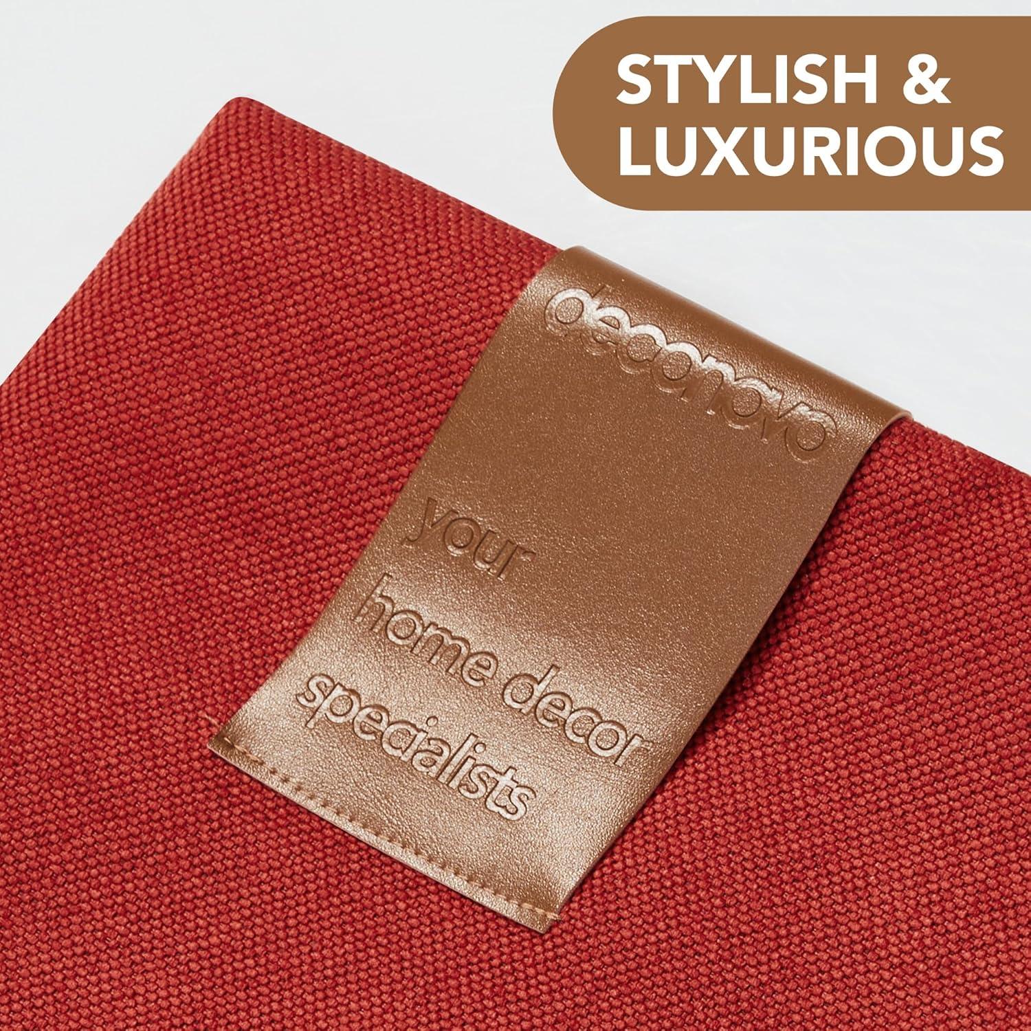 Deconovo Throw Pillow Covers with Corn Texture, Set of 2 Striped Corduroy Cushion Covers for Bedroom Living Room, 16x16 inch, Bright Red, Set of 2