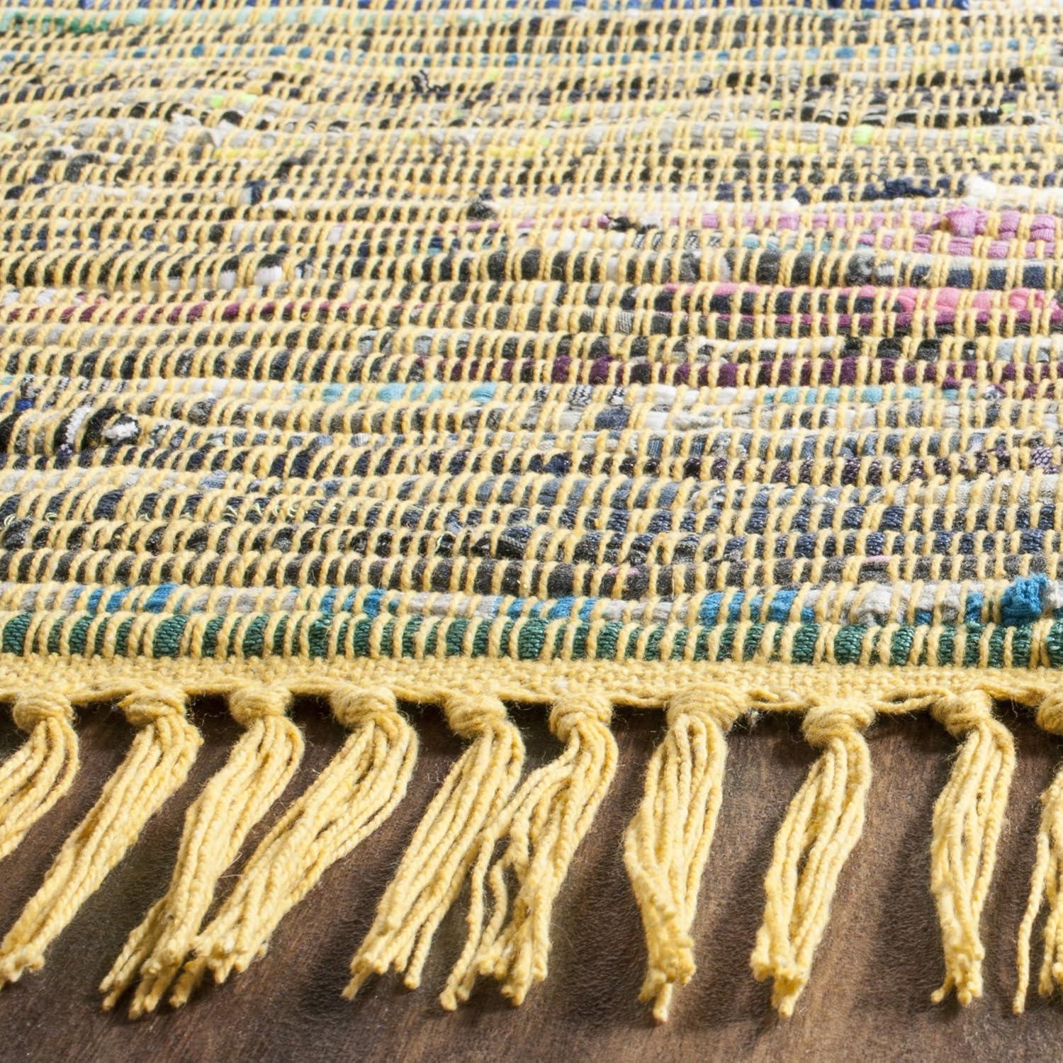 Rag Rug RAR121 Hand Woven Indoor Accent Rug - 3'x5' - Yellow/Multi - Safavieh