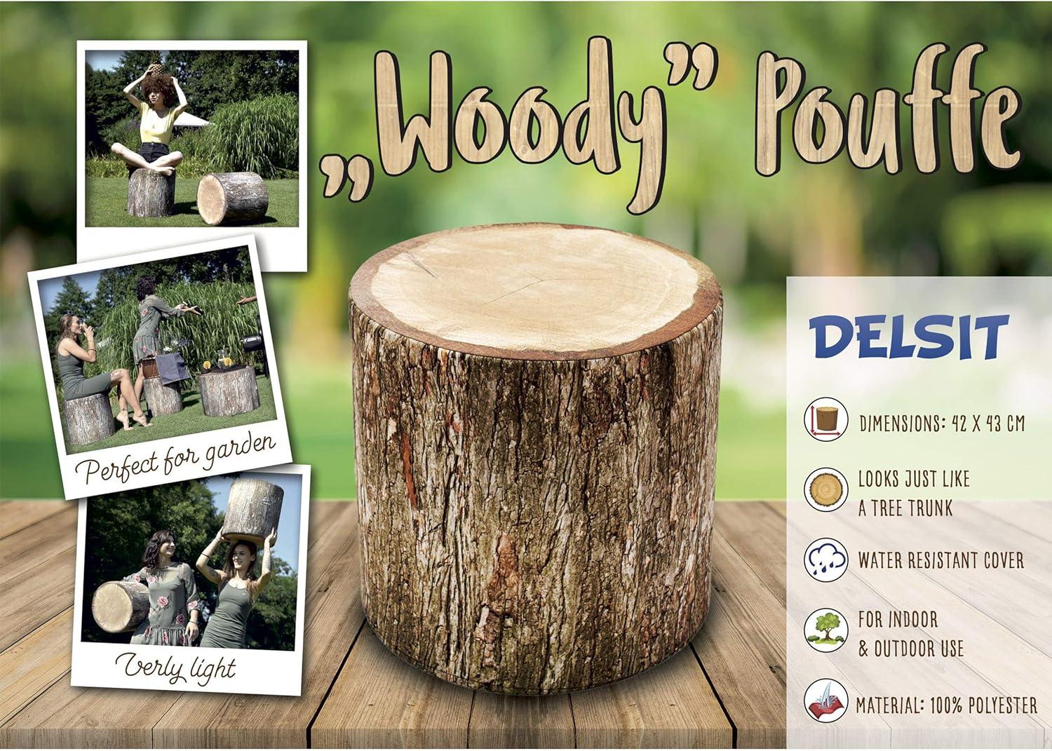 Delsit Lightweight Woody Tree Trunk Looking Outdoor Indoor Pouffe Ottoman