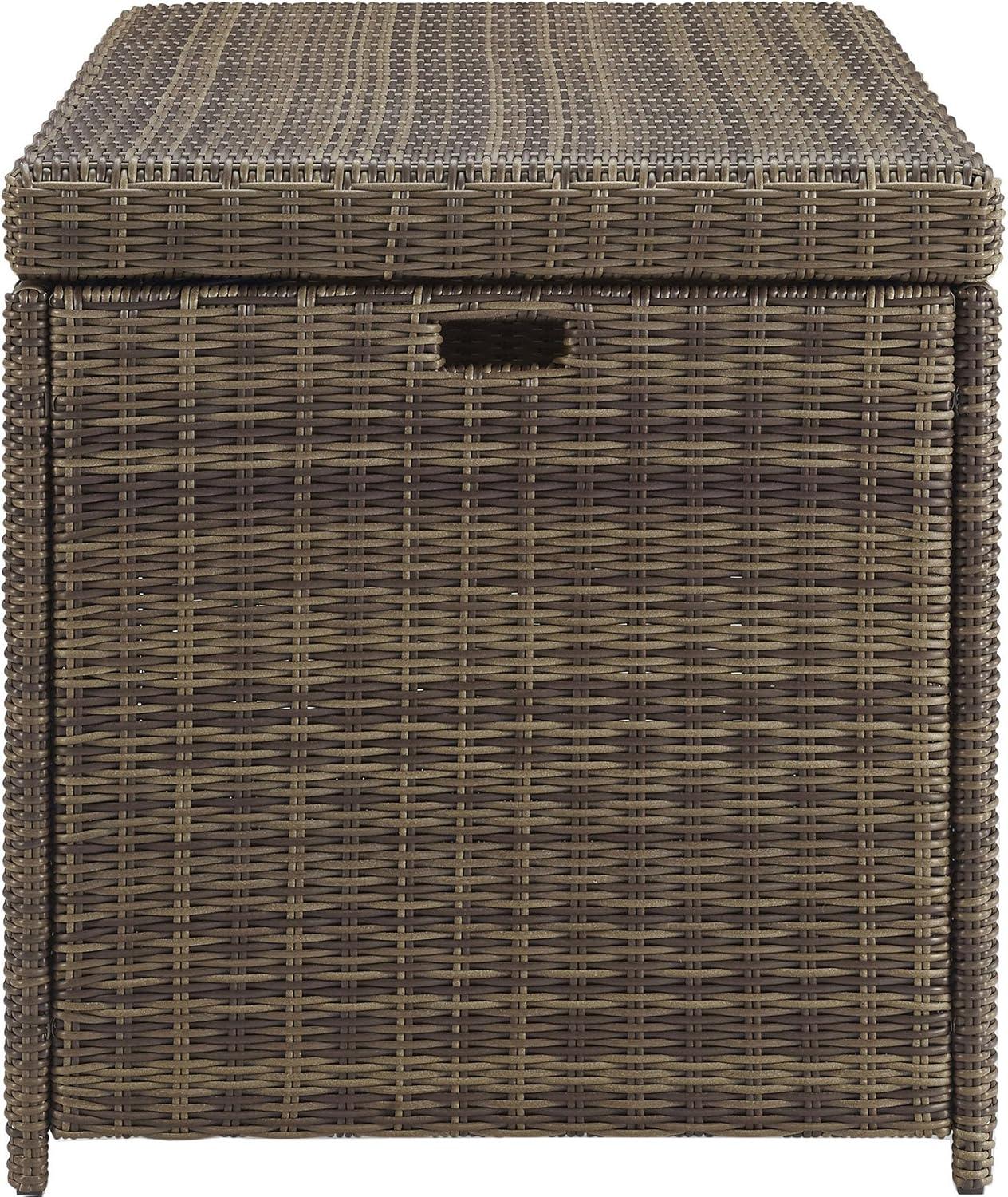 Bradenton Outdoor Wicker Storage Bin - Weathered Brown - Crosley: UV-Resistant Patio Deck Box, 25 Volume Capacity