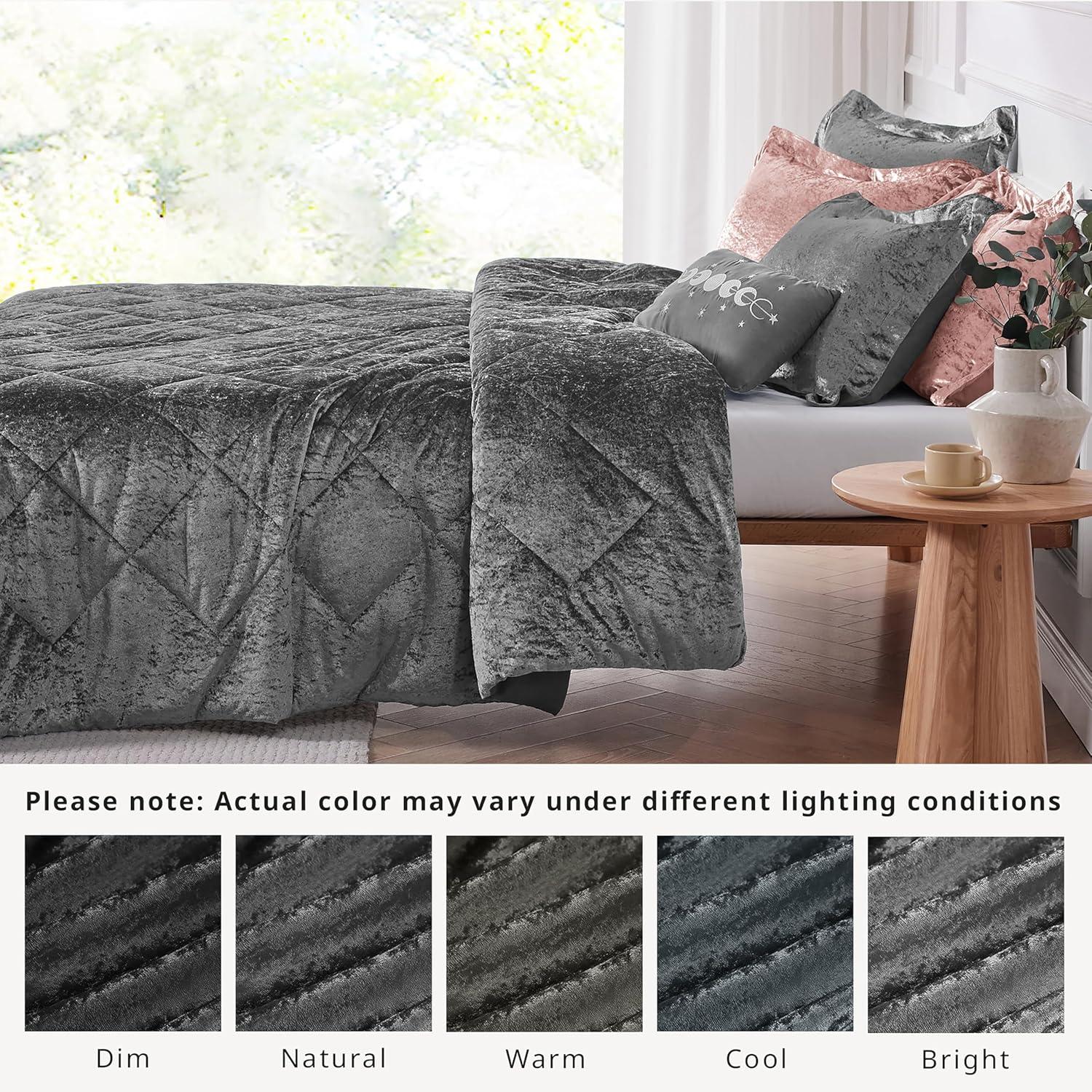 Intelligent Design Felicia Crushed Velvet Comforter Set with Throw Pillow