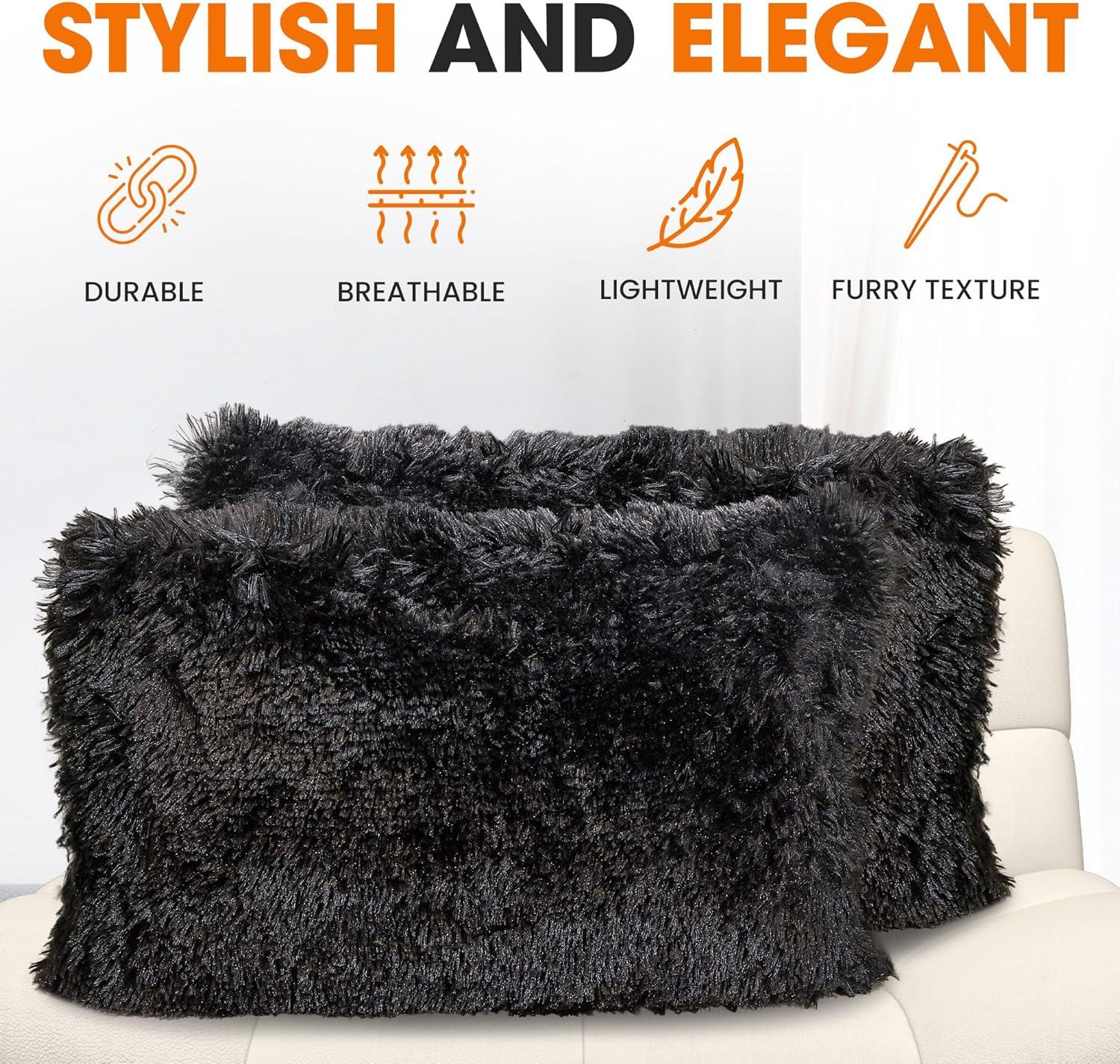 Cheer Collection Cheer Collection Shaggy Hair Decorative Throw Pillows (Set of 2)