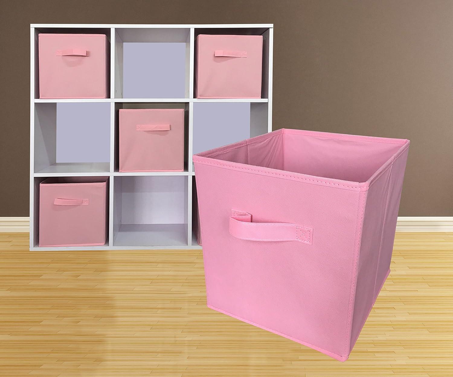 Pink Foldable Cloth Storage Cube Basket Bins, 6 Pack