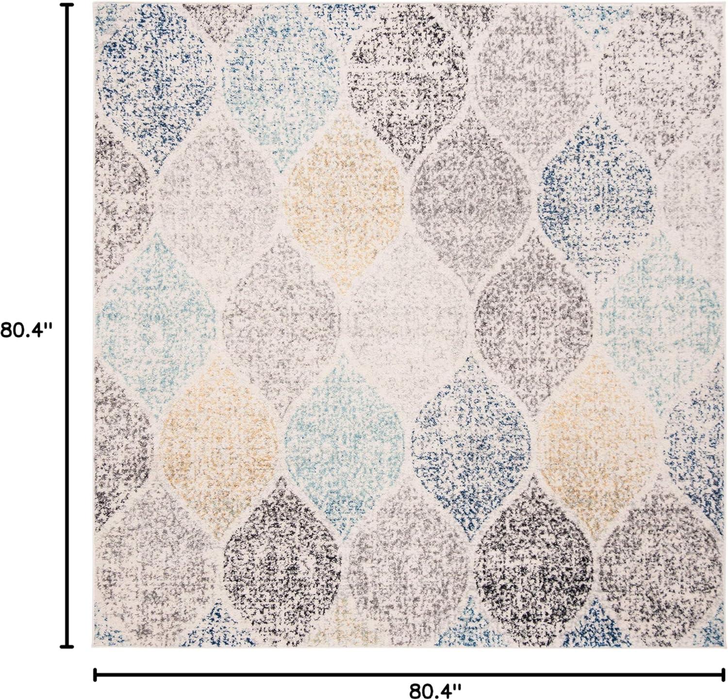 Madison MAD604 Power Loomed Indoor Area Rug - Ivory/Blue - 6'7"x6'7" - Safavieh